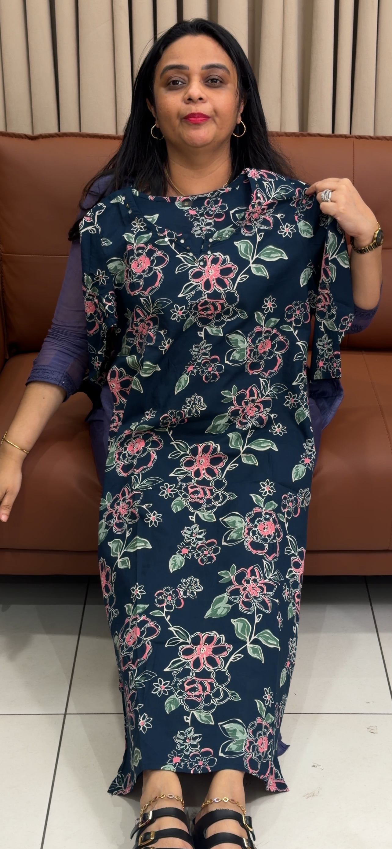 COTTON LONG SLITTED TOPS - IHA 34886