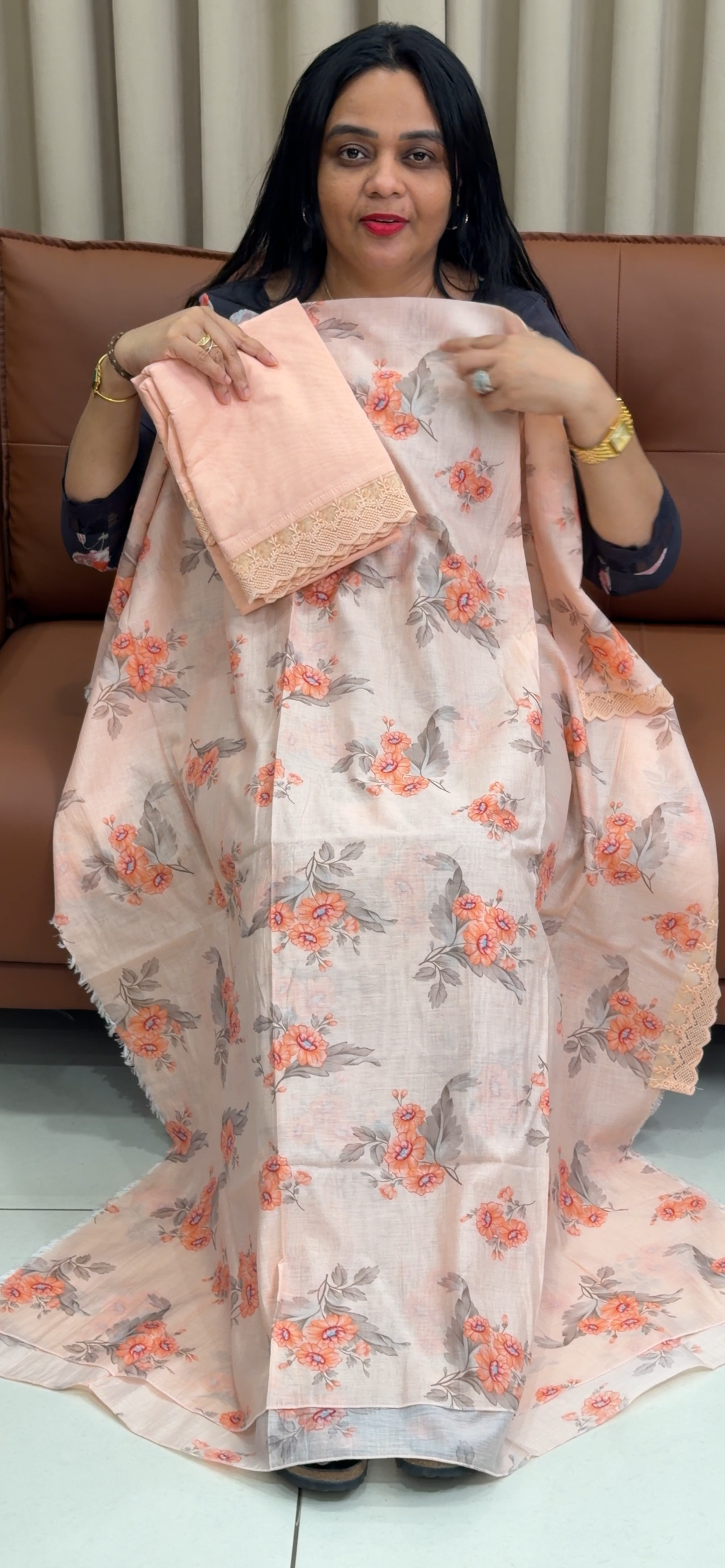MUL CHANDERI UNSTITCEHD SALWAR SUITS - IHA 35281