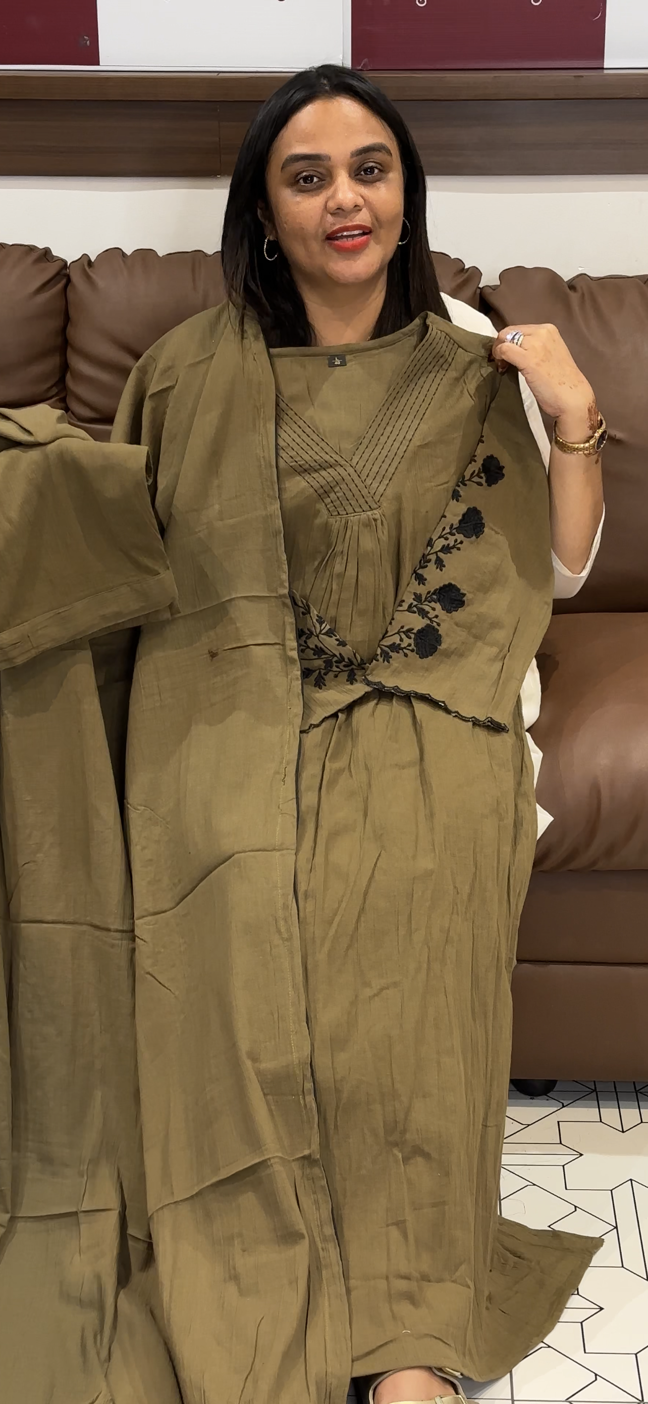 CRUSHED COTTON TOP, BOTTOM AND DUPATTA - IHA 31641