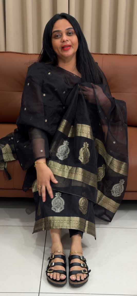 ORGANZA UNSTITCHED SALWAR SUITS - IHA 35267
