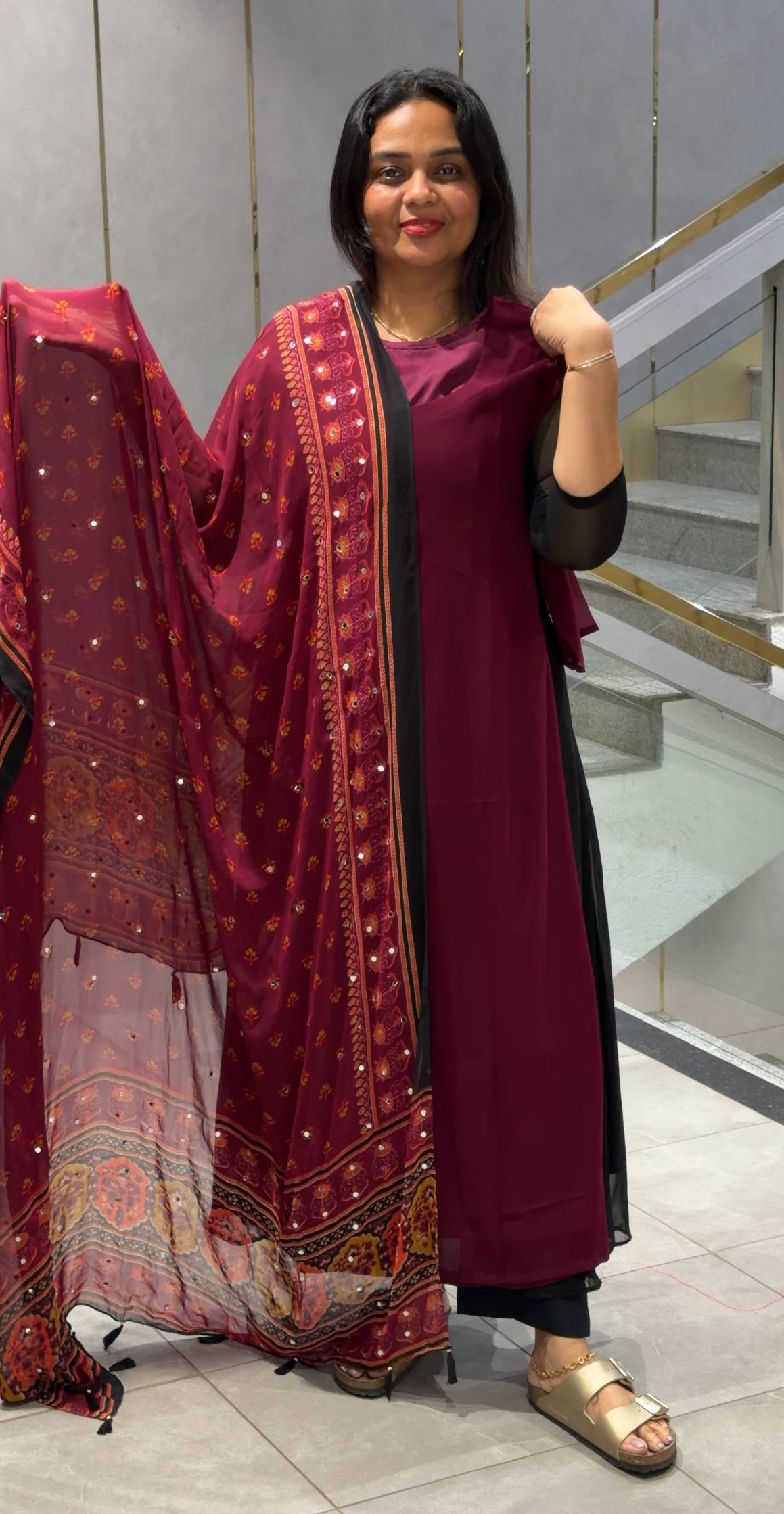 IHA'S IN-HOUSE GEORGETTE SLITTED TOP AND DUPATTA - IHA 32252