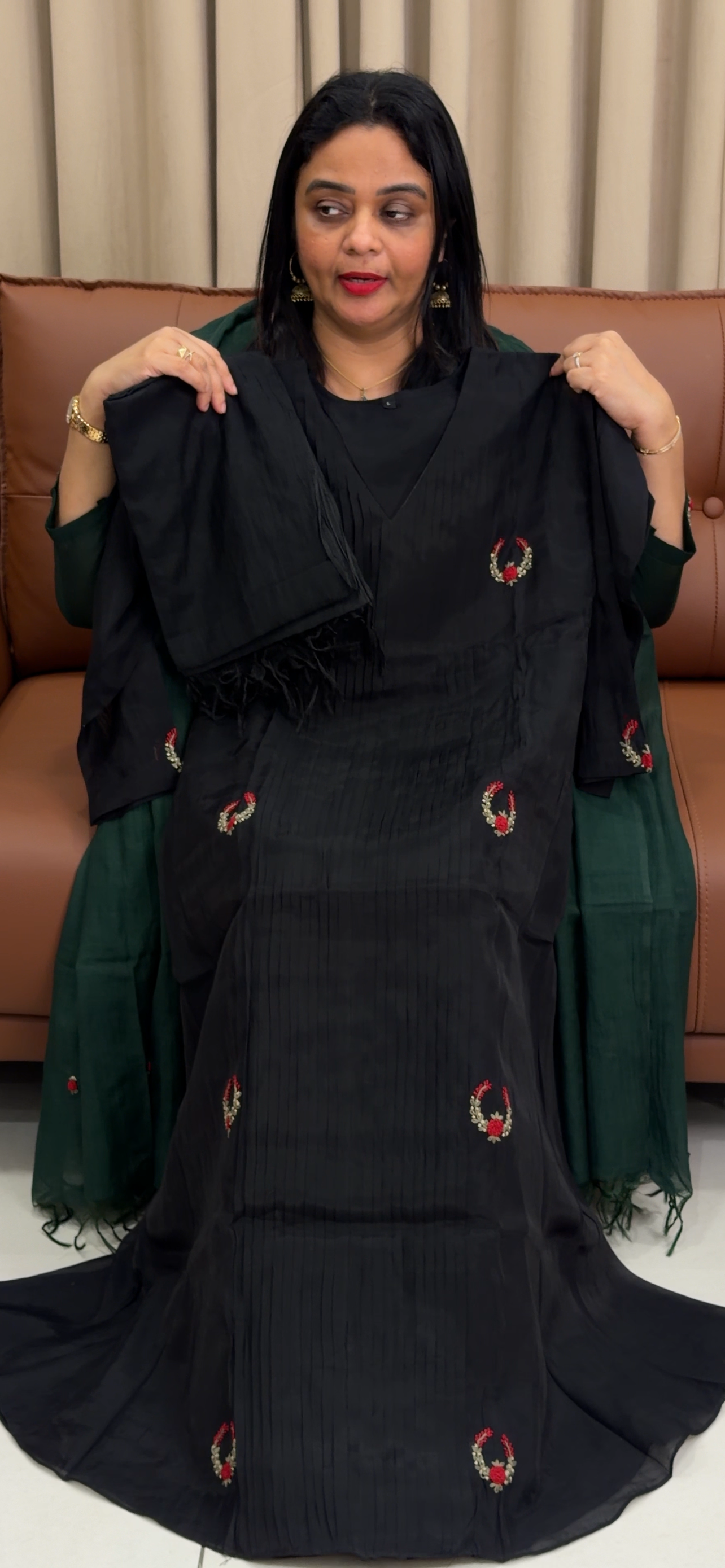 MALAI CHANDERI TOP, BOTTOM AND DUPATTA - IHA 34014