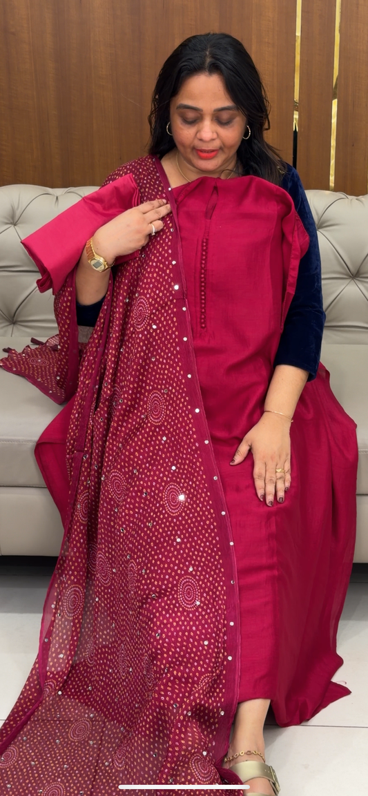 SEMI RAW SILK UNSTITCHED SALWAR SUITS - IHA 29839