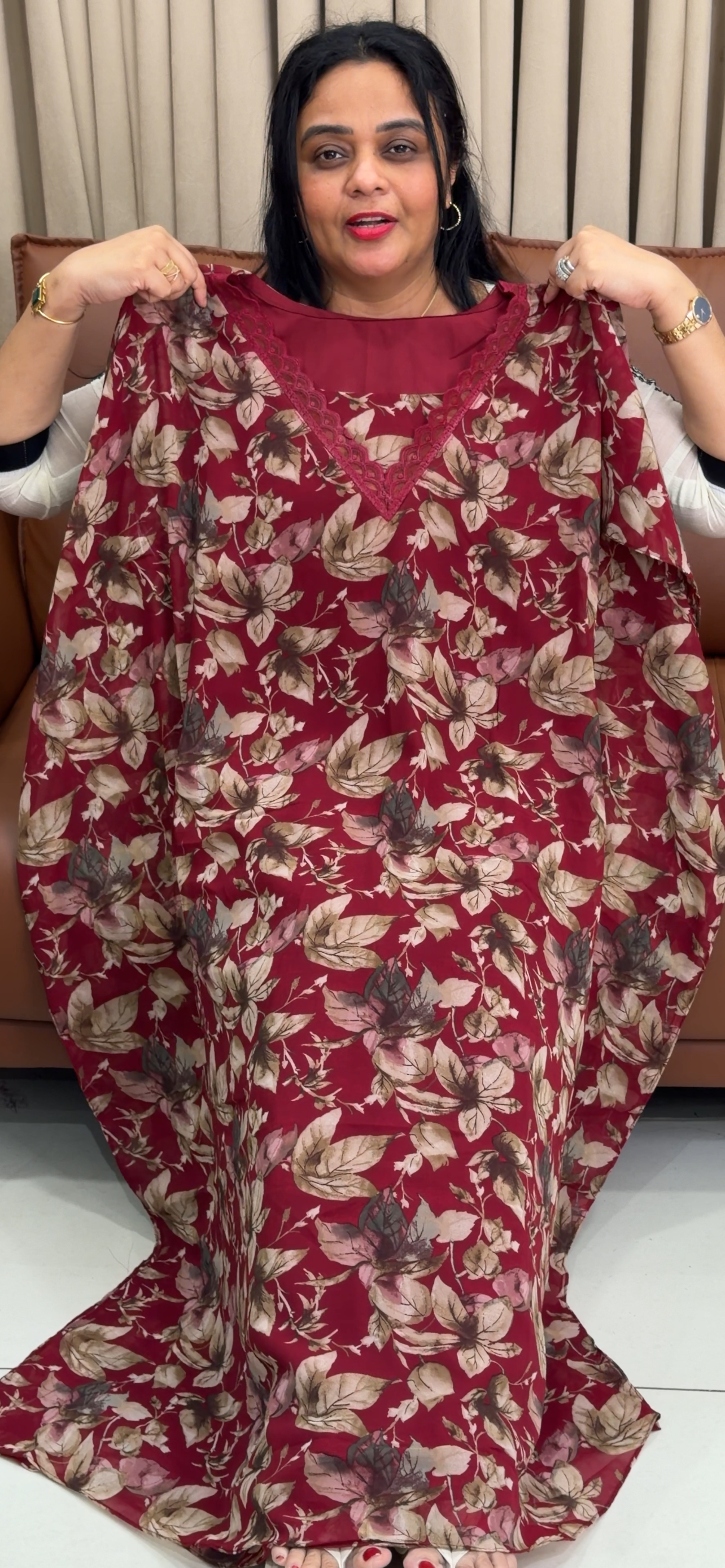 IHA'S IN-HOUSE PRINTED GEORGETTE KAFTAN TOPS - IHA 34650