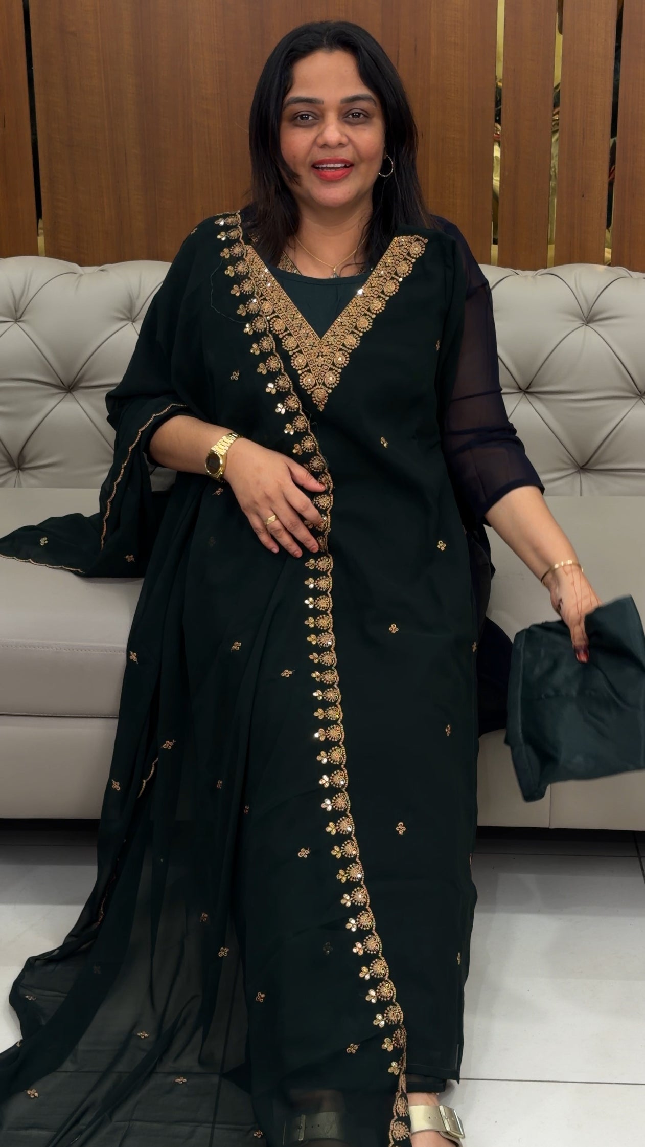 IHA'S IN-HOUSE GEORGETTE TOP,BOTTOM AND DUPATTA - IHA 30388