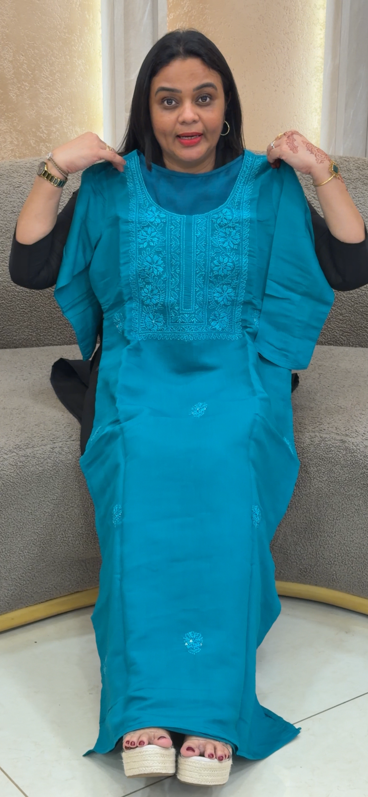 IHA'S IN HOUSE CHIKANKARI SLITTED TOPS - IHA 33808