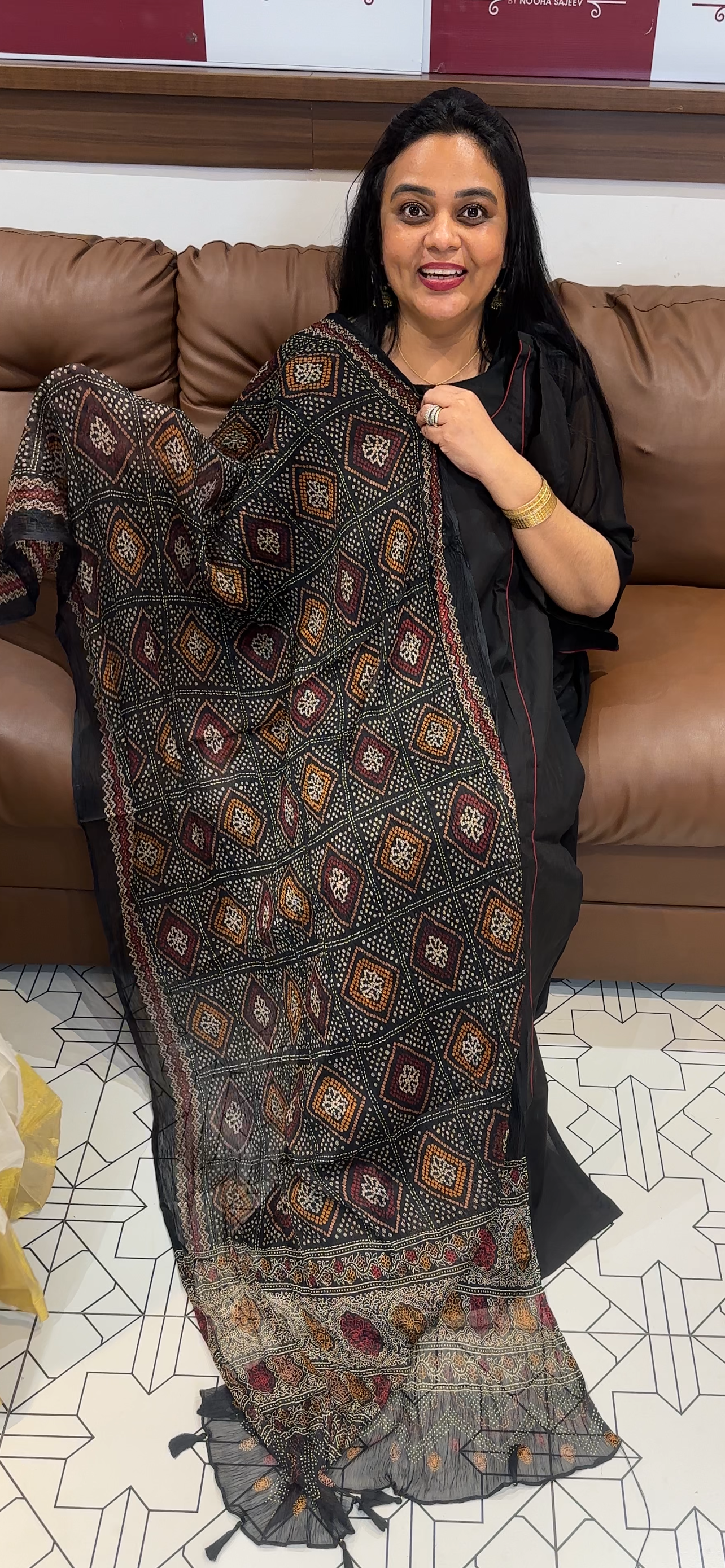 MUL CHANDERI TOP, BOTTOM AND DUPATTA - IHA 34983