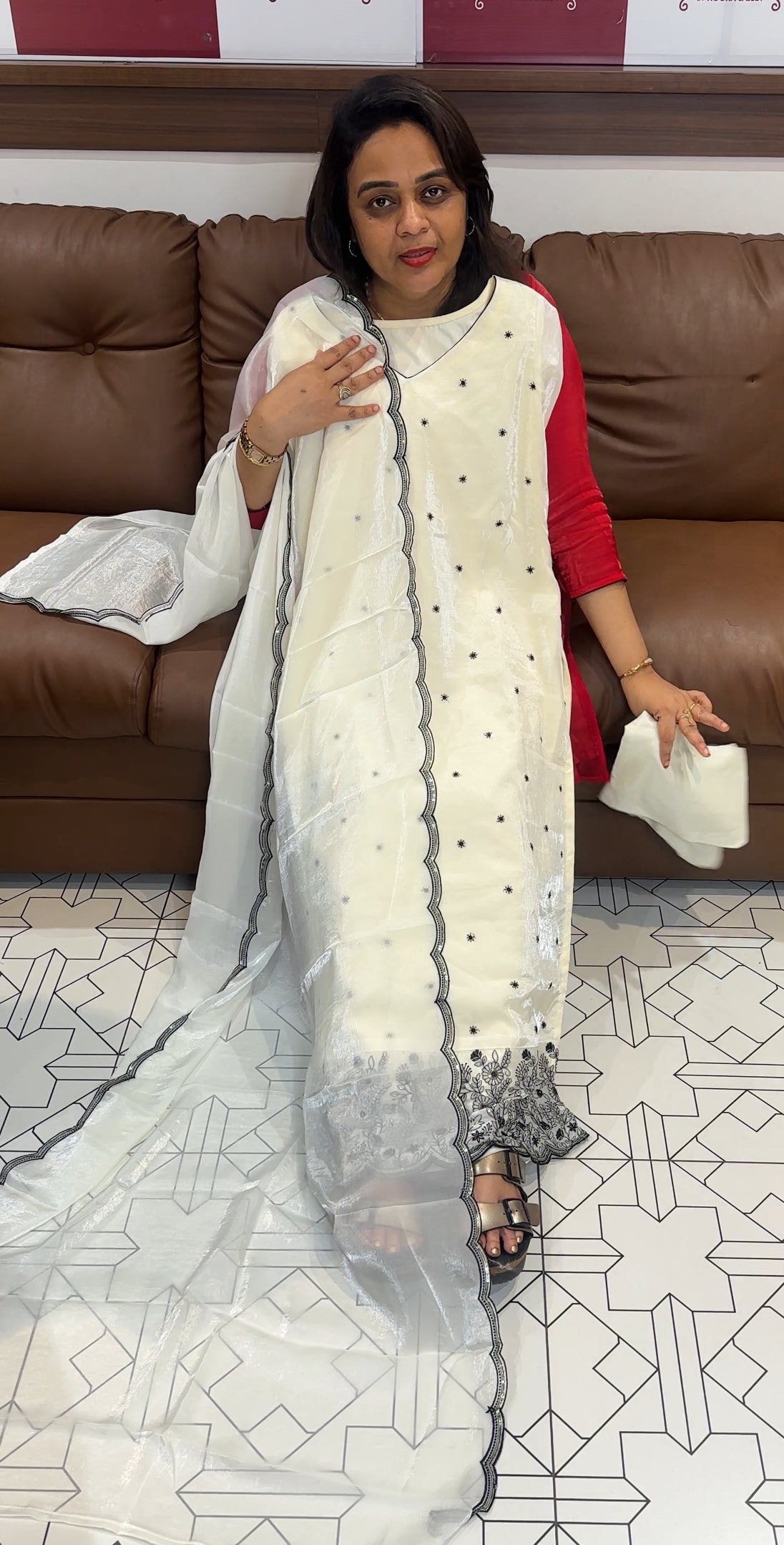 IHA'S IN-HOUSE VELVET ORGANZA TOP,BOTTOM AND DUPATTA - IHA 24180
