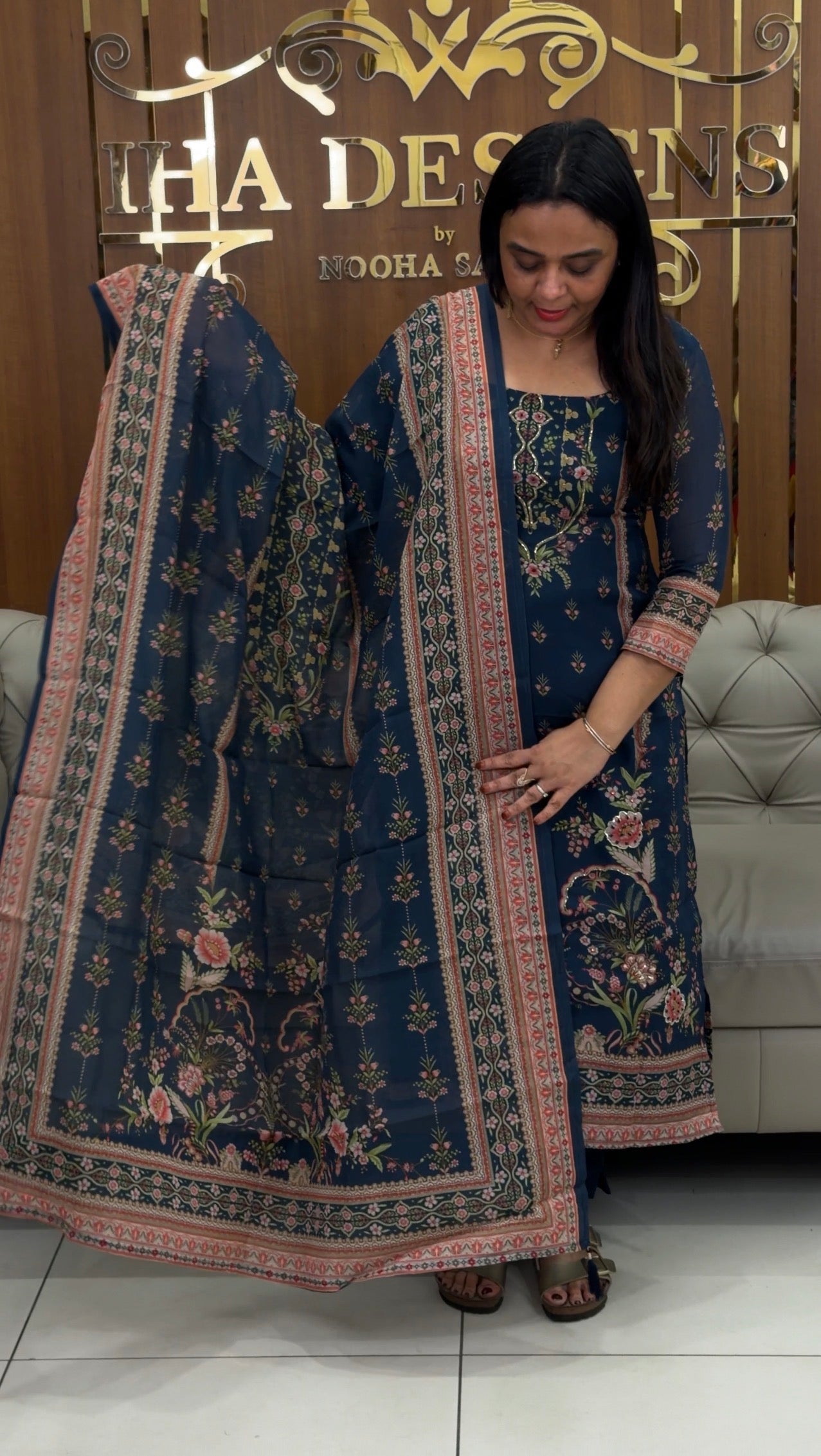 PRINTED MUL CHANDERI UNSTITCHED SALWAR SUITS - IHA 32278