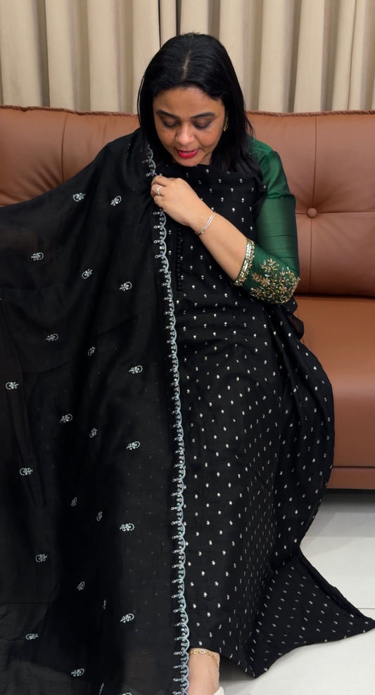 SEMI RAW SILK UNSTITCHED SALWAR SUITS - IHA 33829