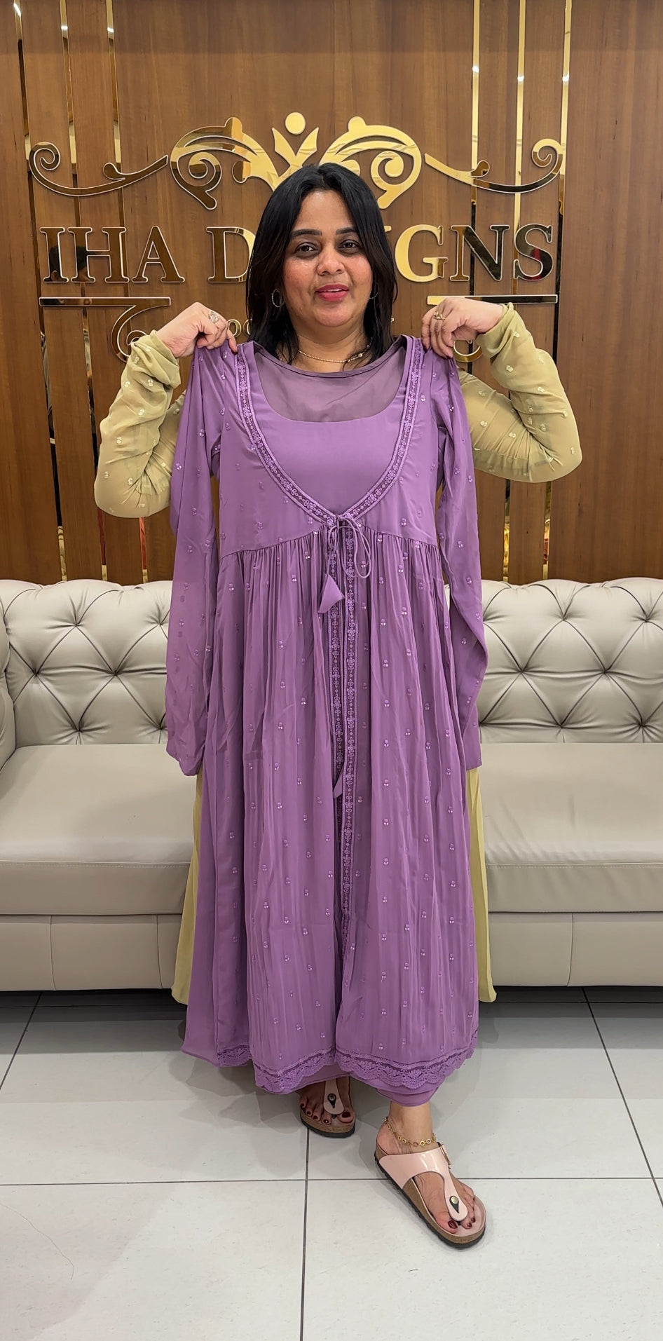IHA'S IN-HOUSE FAUX GEORGETTE ALINE TOP AND JACKET - IHA 27012