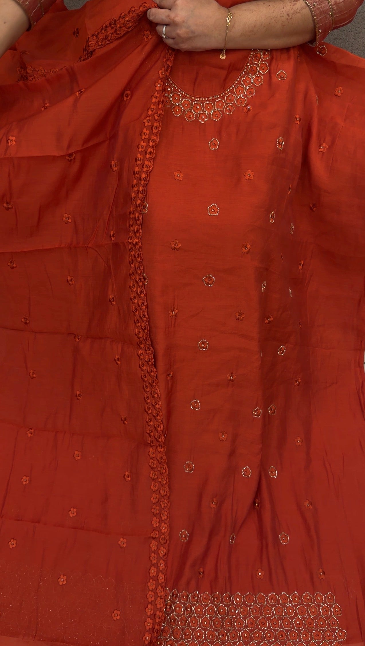HAND WORKED UNSTITCHED SALWAR SUITS - IHA 33225