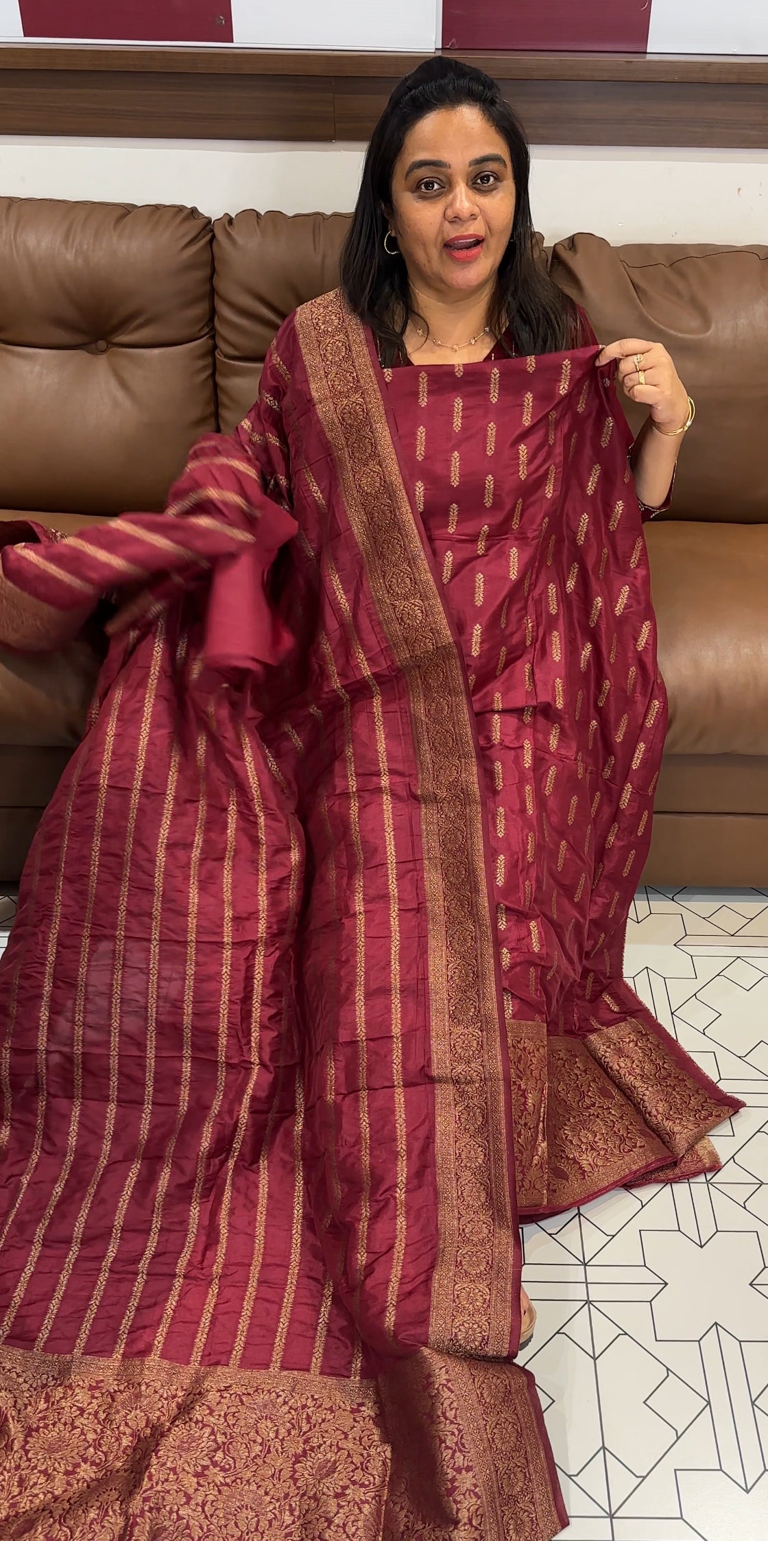 SEMI BANARASI UNSTITCHED SALWAR SUITS  - IHA 28043