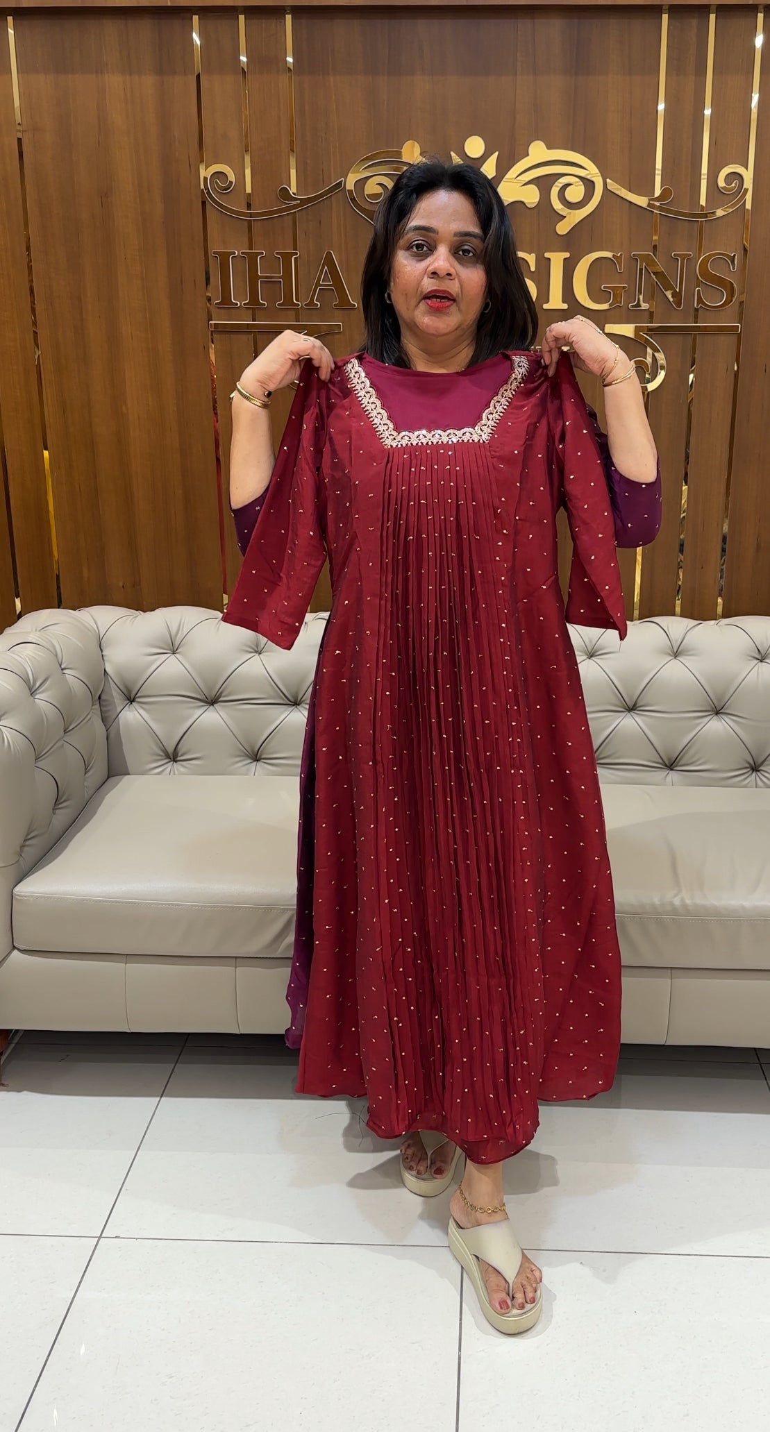 IHA'S IN-HOUSE SEMI RAW SILK ALINE TOPS - IHA 24838