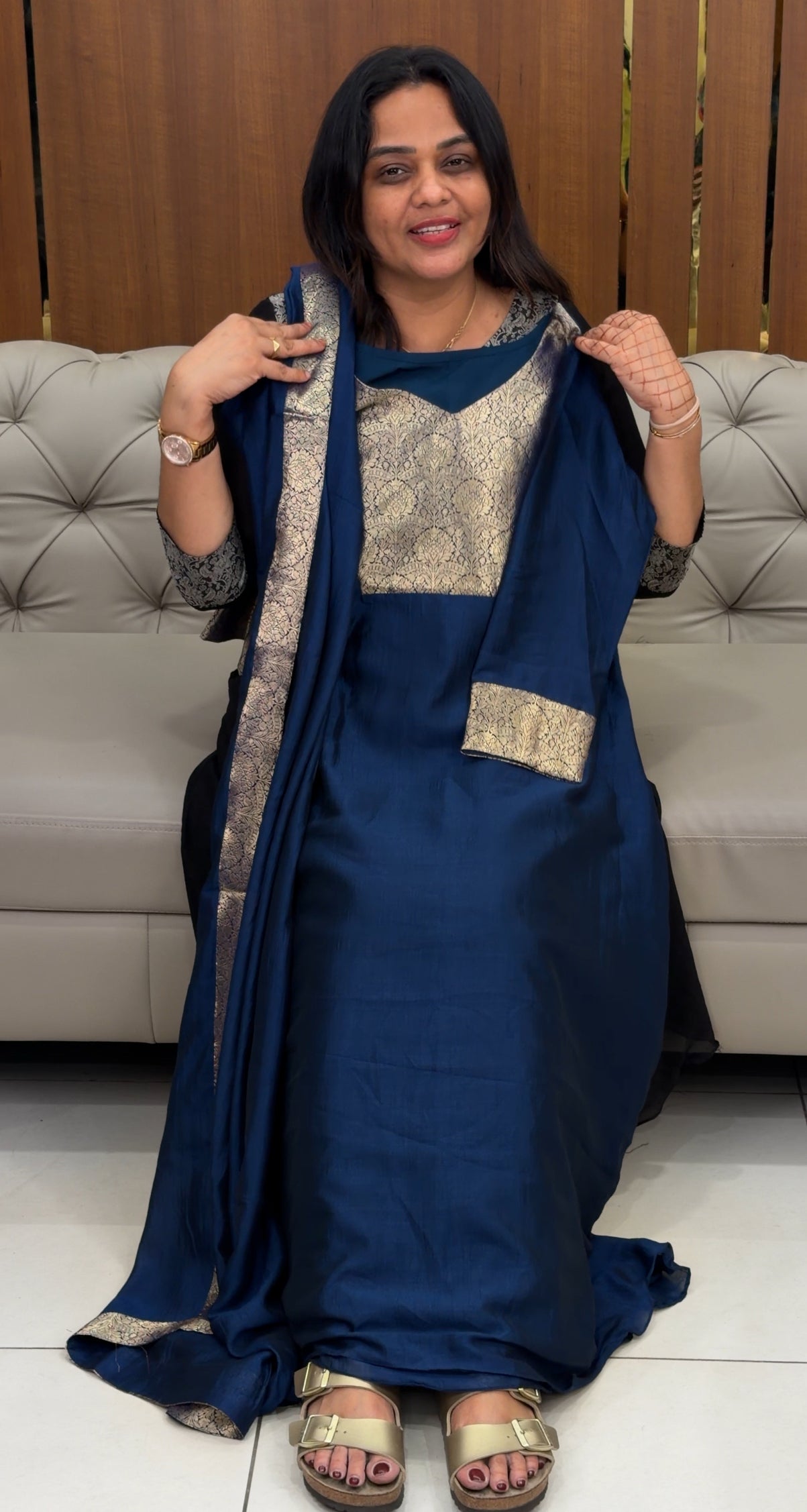 IHA'S IN-HOUSE SEMI RAW SILK TOP ONLY - IHA 32127
