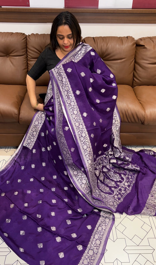 PLATINUM CHIFFON SAREES - IHA 22400