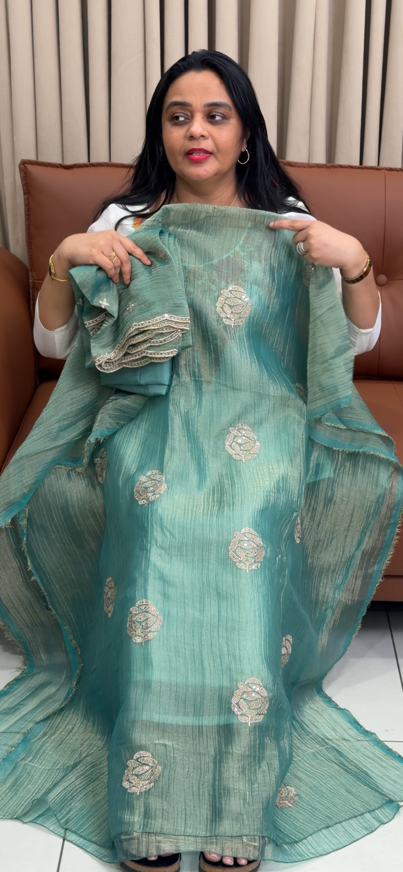 CRUSHED BANARASI UNSTITCHED SALWAR SUITS - IHA 34890