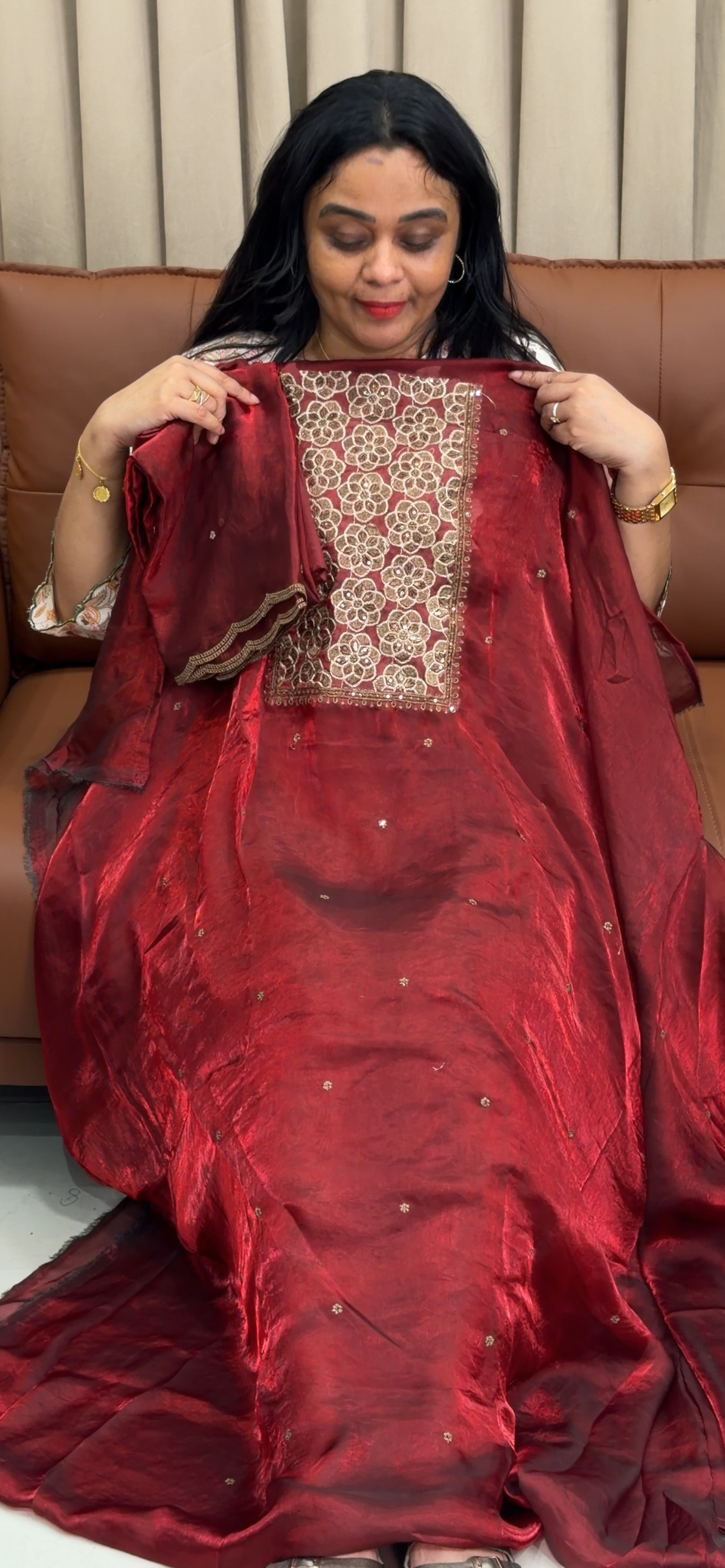 SEMI TISSUE UNSTITCHED SALWAR SUITS - IHA 35898