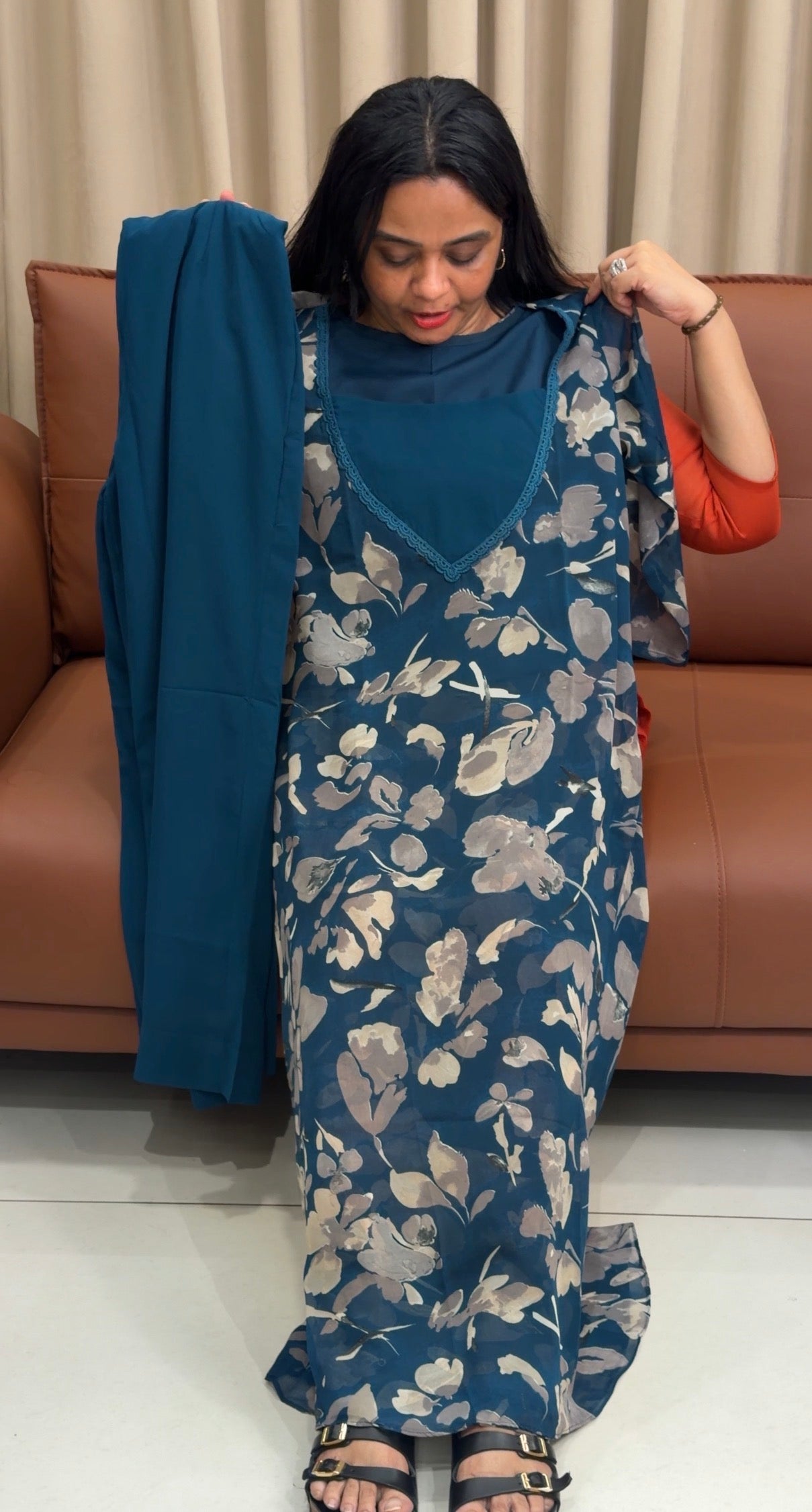 PRINTED GEORGETTE TOP AND BOTTOM - IHA 35210