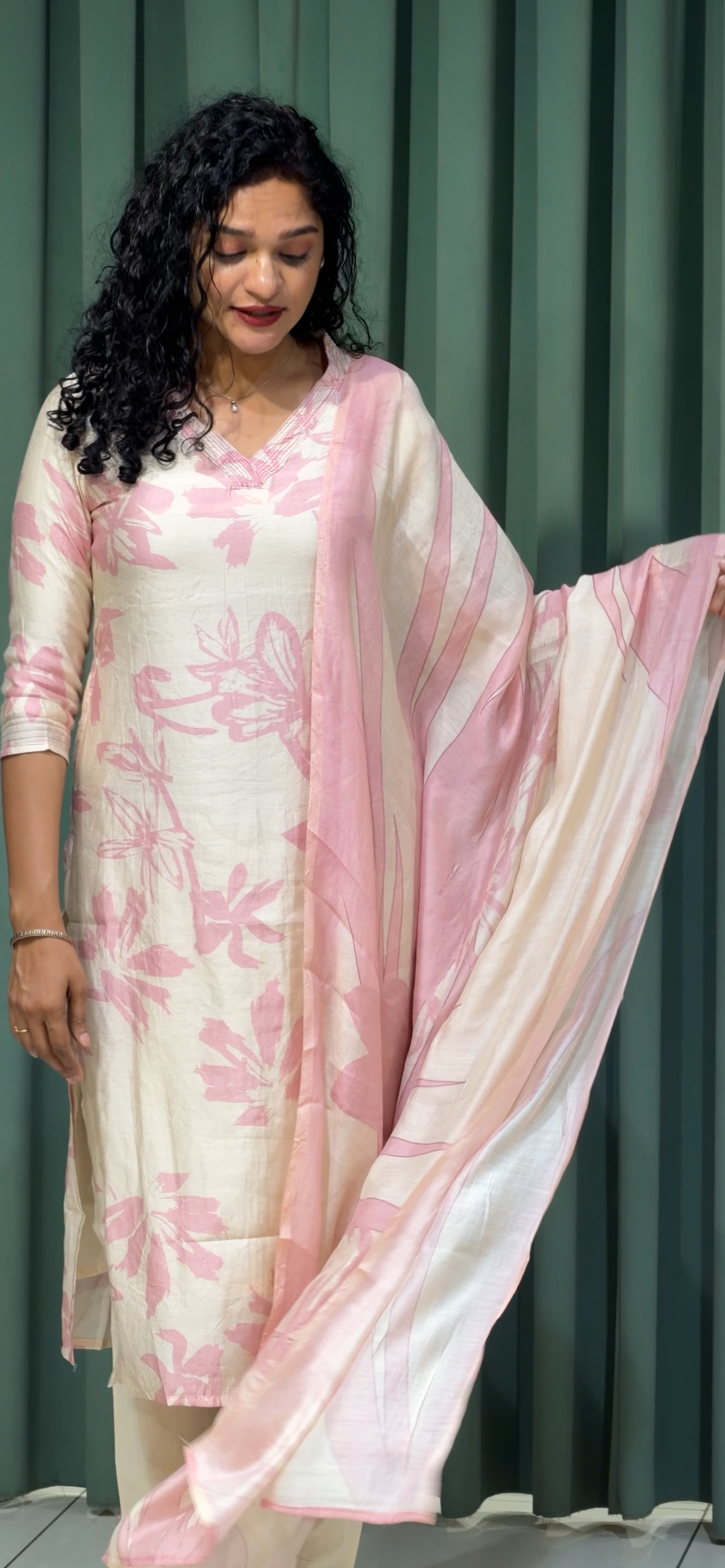 PRINTED MUSLIN TOP, BOTTOM AND DUPATTA - IHA 35107