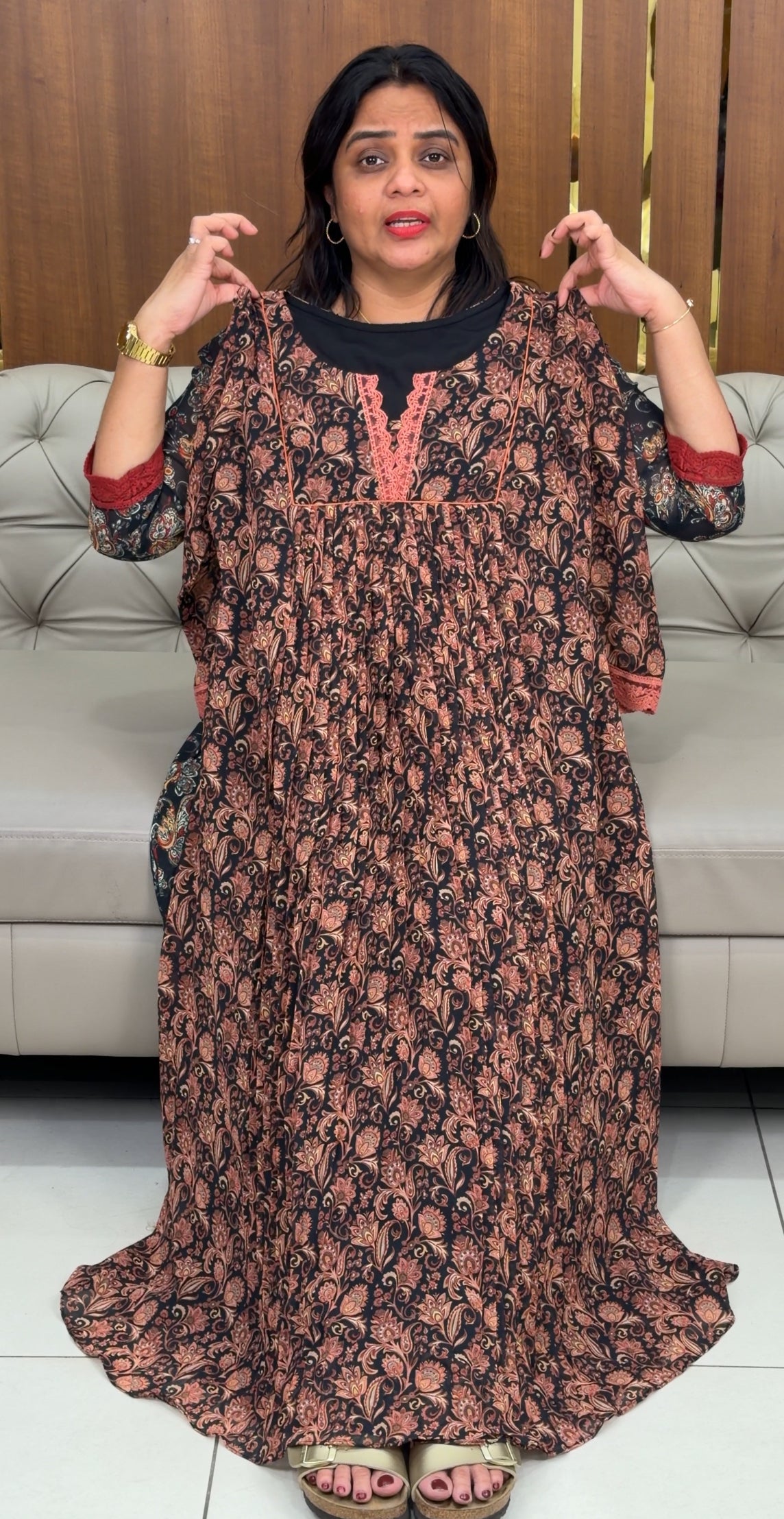 IHA'S IN-HOUSE PRINTED GEORGETTE ALINE TOPS - IHA 29729