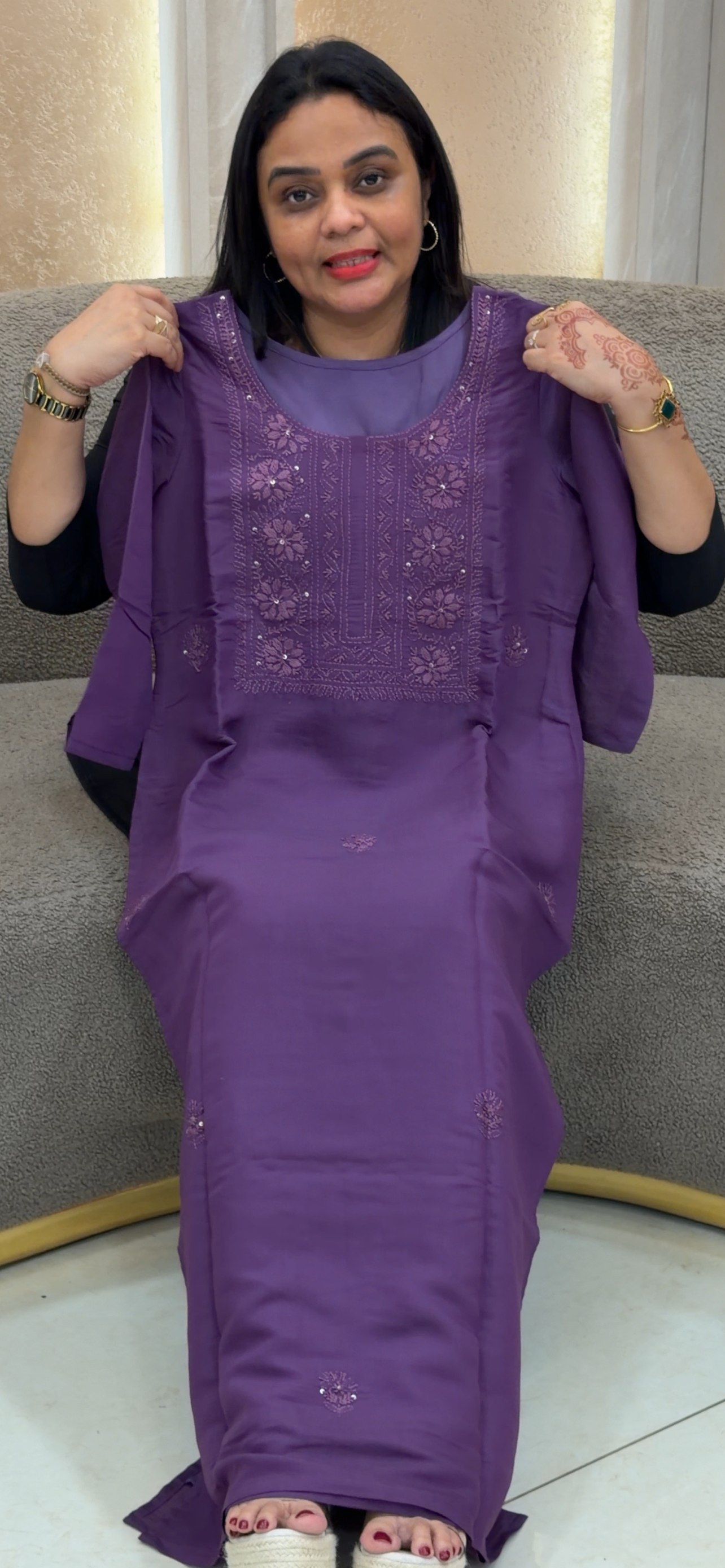 IHA'S IN HOUSE CHIKANKARI SLITTED TOPS - IHA 33808