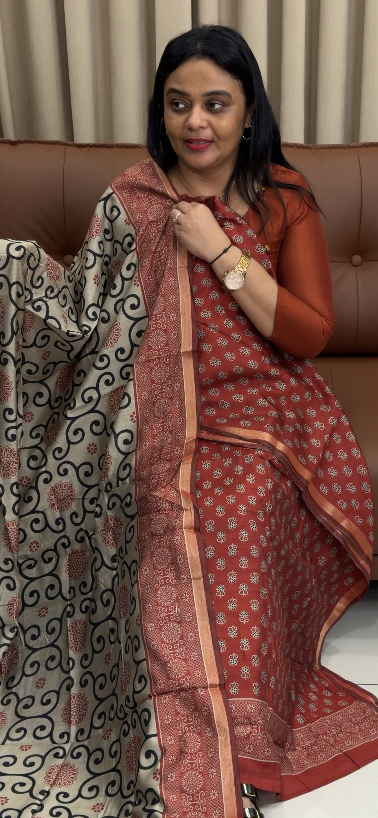 MAHESWARI SILK PRINTED UNSTITCHED SALWAR SUITS - IHA 34323