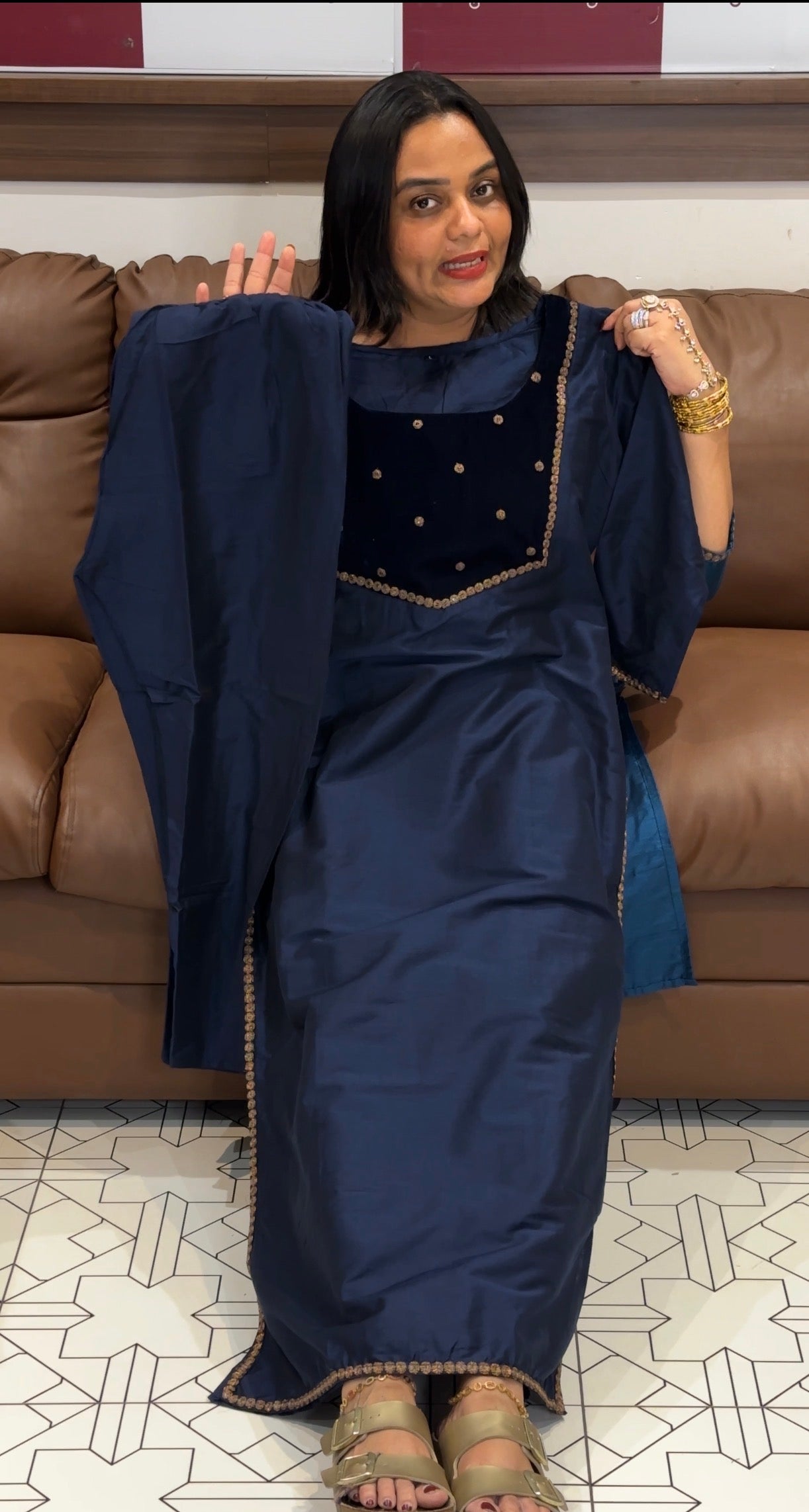 SEMI RAW SILK TOP AND BPOTTOM - IHA 33176