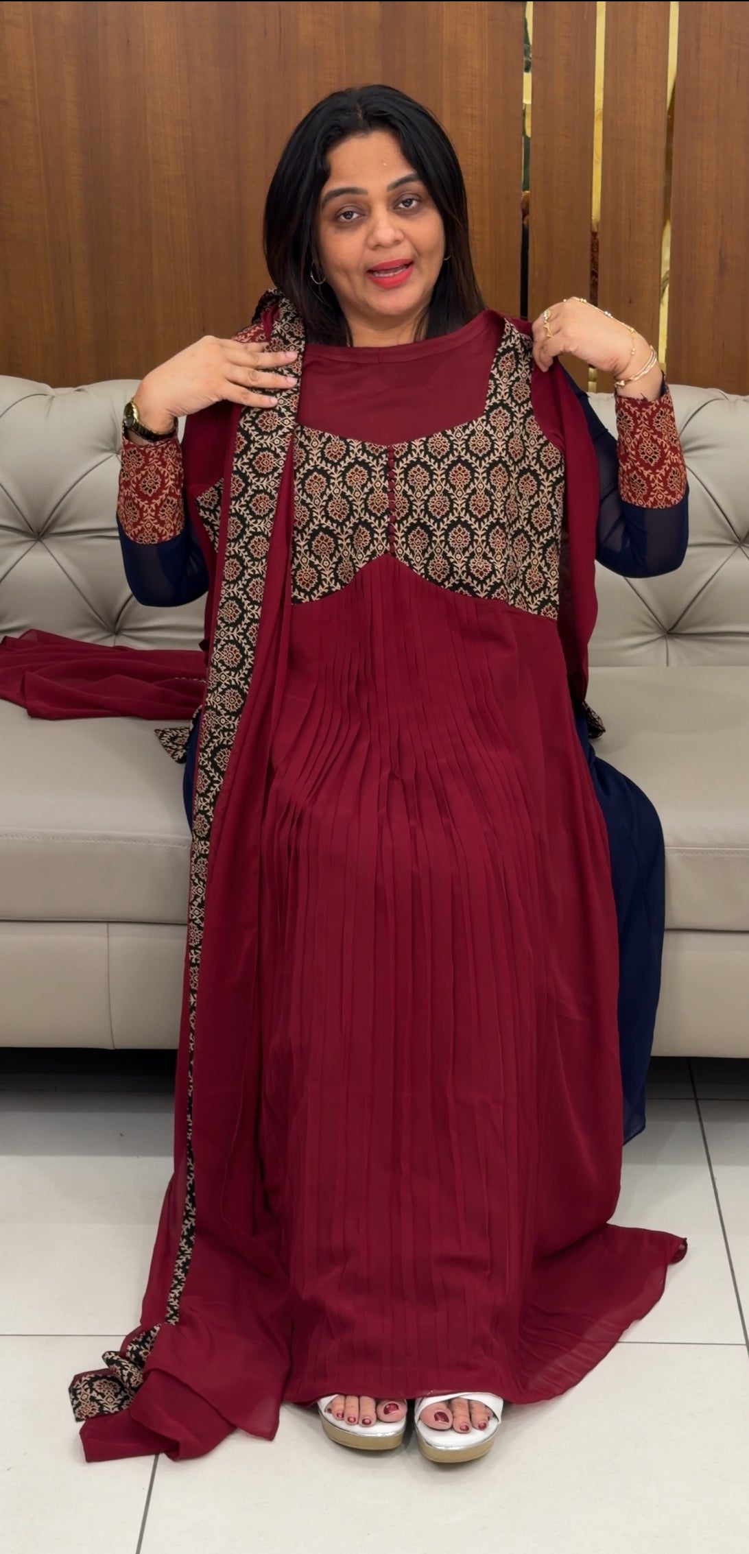 IHA'S IN-HOUSE GEORGETTE ALIYA CUT TOP AND DUPATTA - IHA 29494