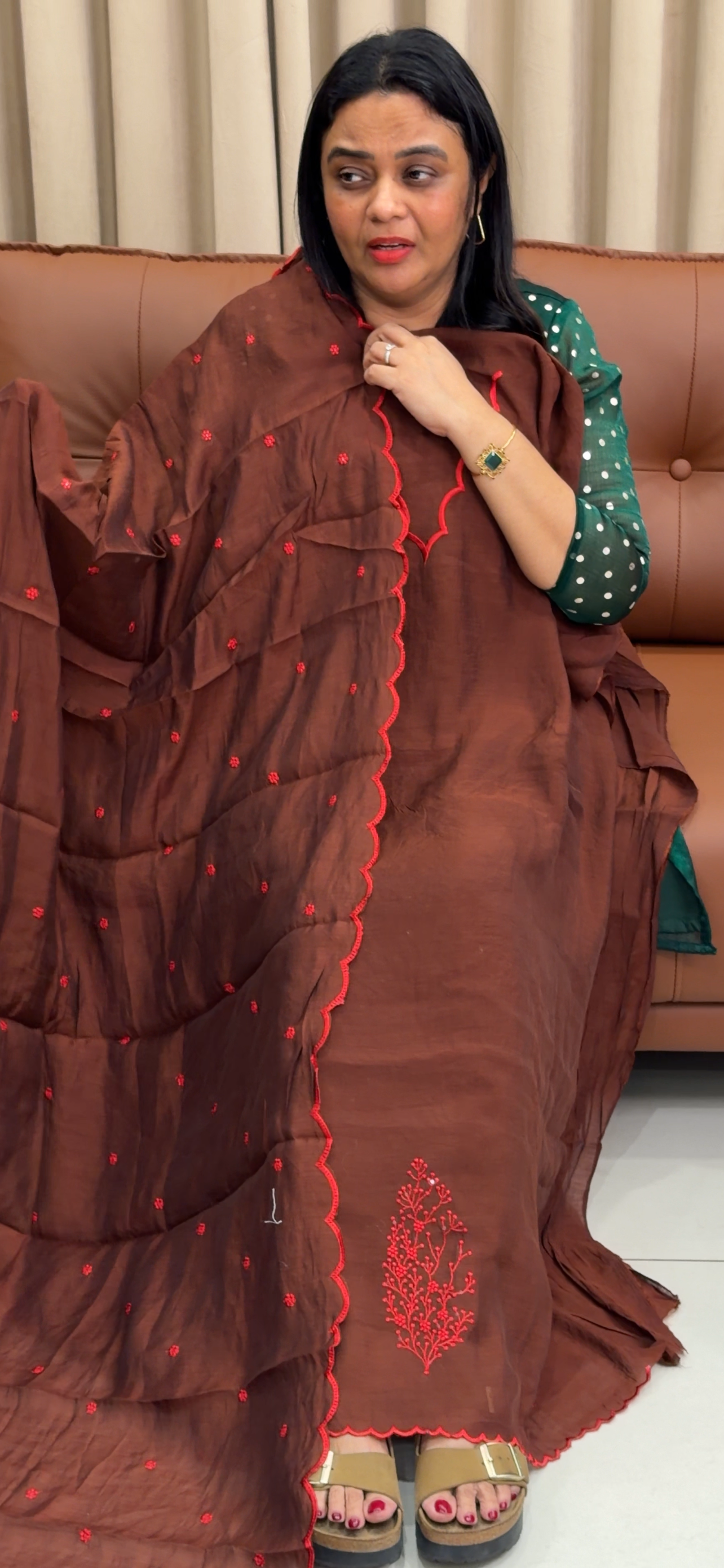 MUL CHANDERI UNSTITCHED SALWAR SUITS - IHA 33599