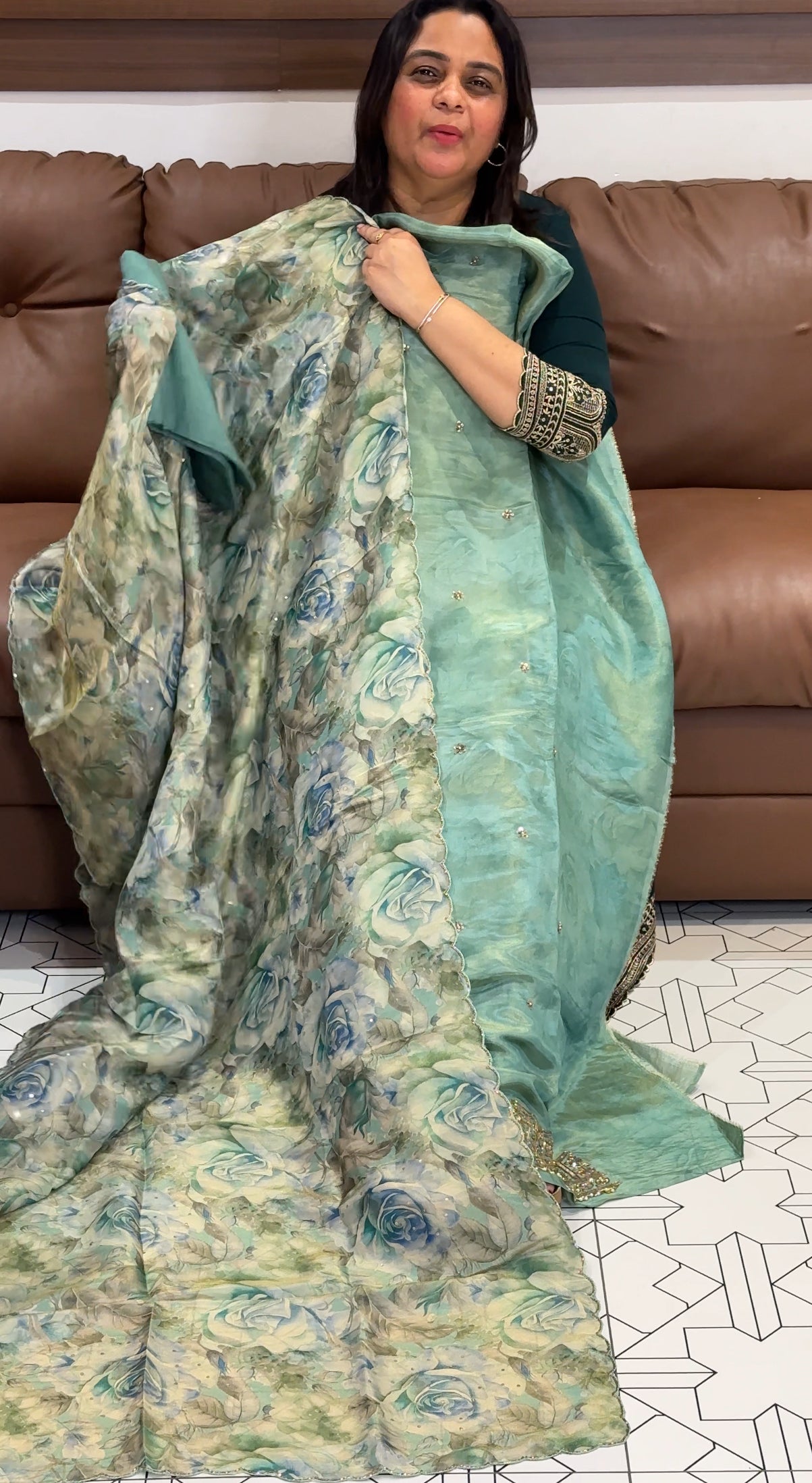 TISSUE UNSTTCHED SALWAR SUITS - IHA 28822