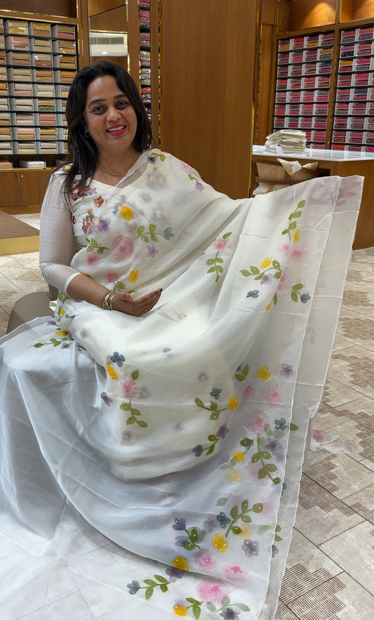 VISCOSE ORGANZA SAREES - IHA 25698