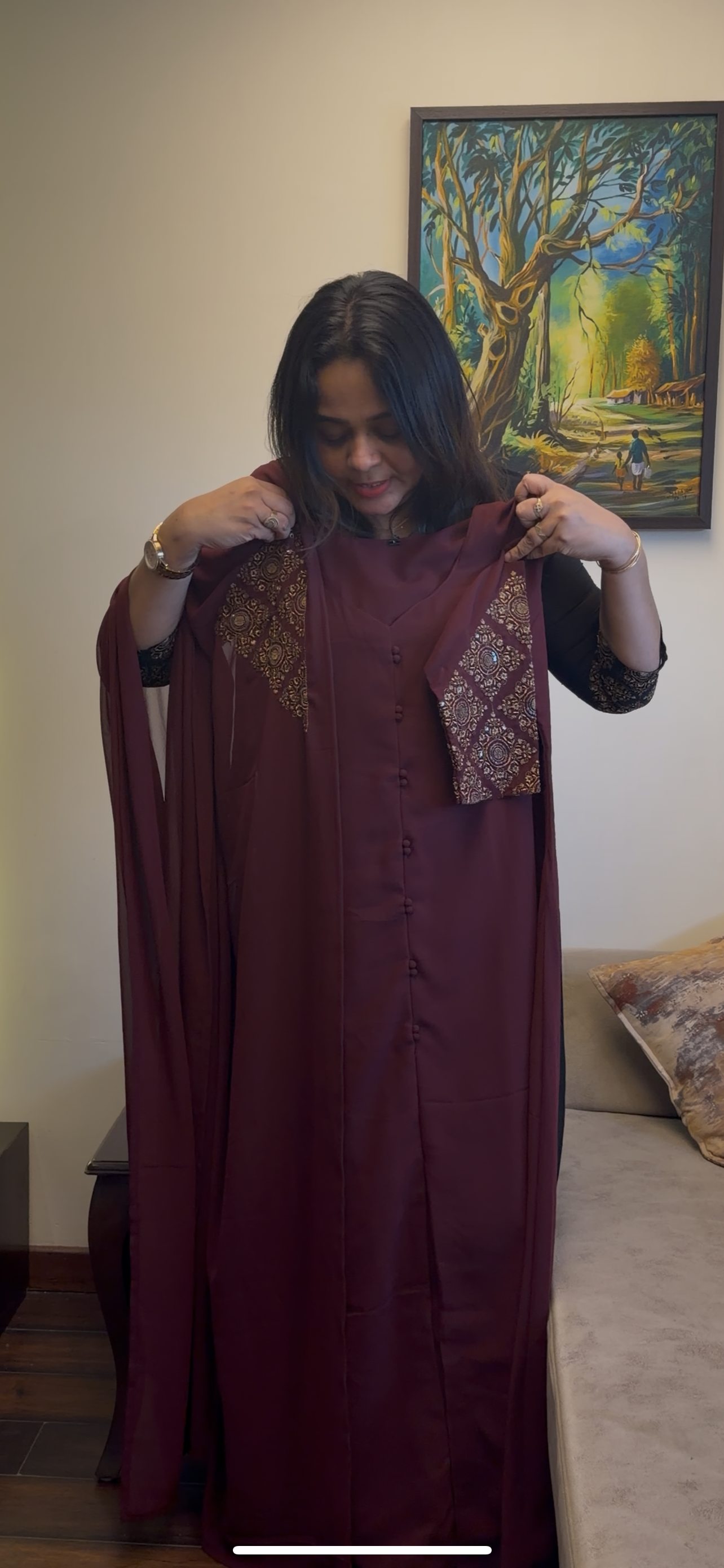 DESIGNER LONG ALINE TOP AND DUPATTA - IHA 29374