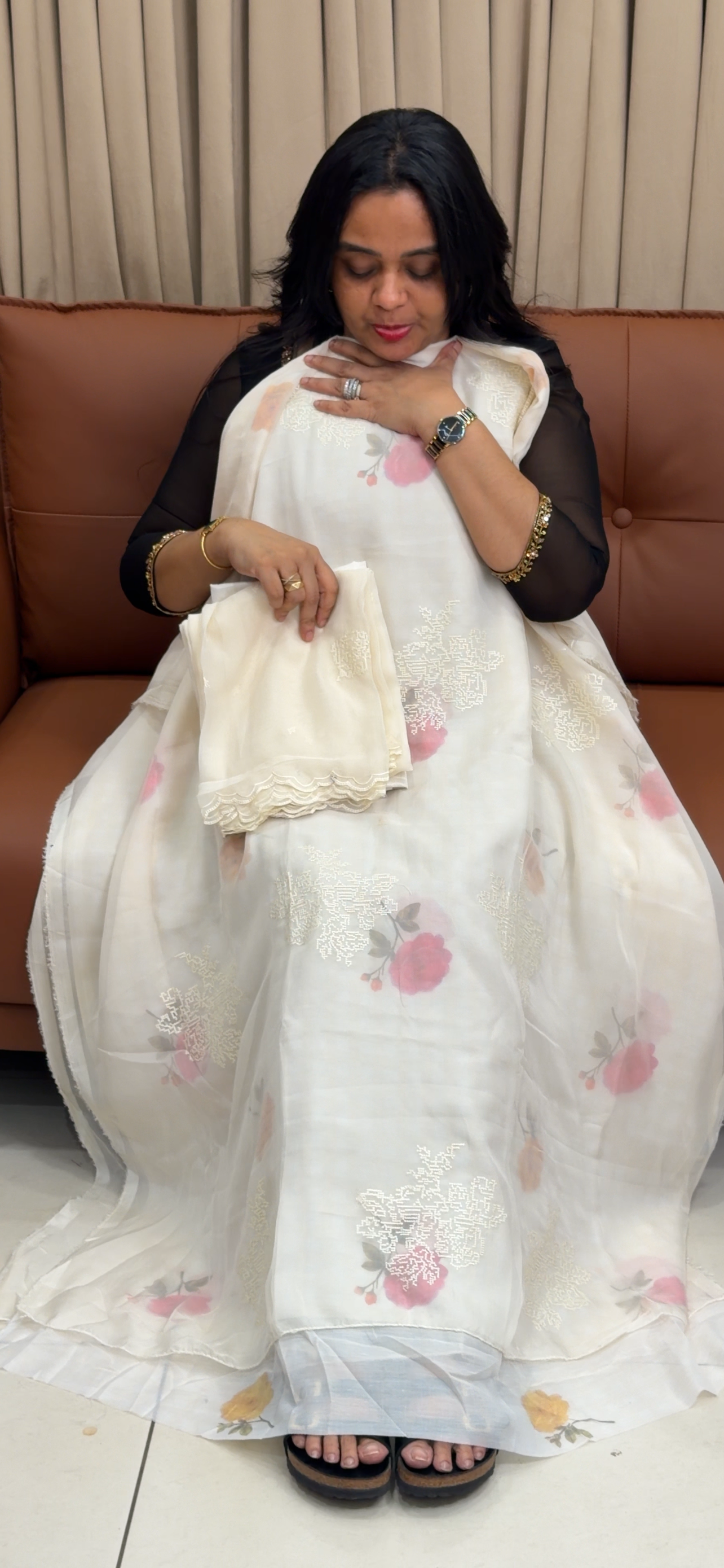 SOFT ORGANZA UNSTITCHED SALWAR SUITS - IHA 35041