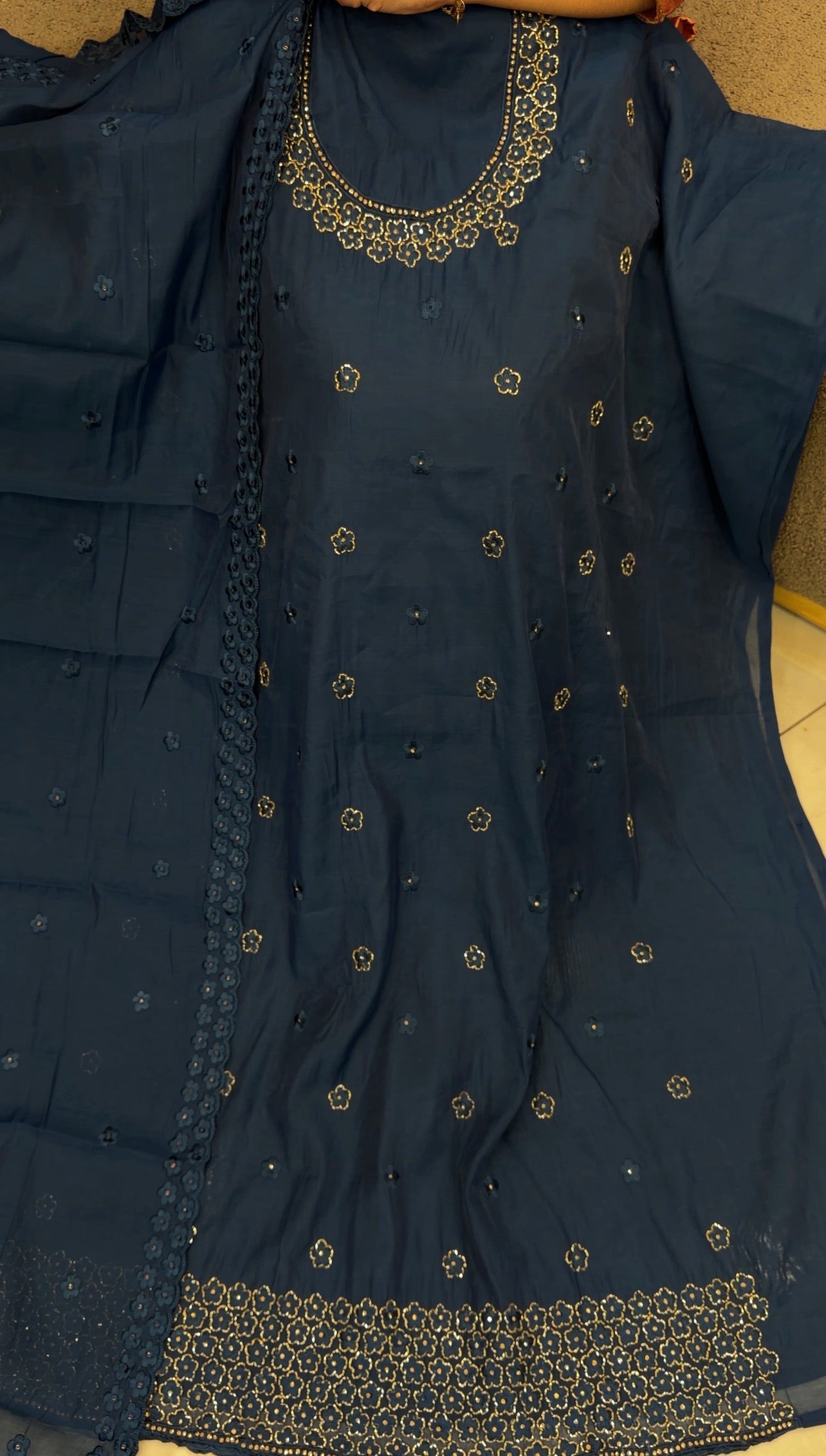 HAND WORKED UNSTITCHED SALWAR SUITS - IHA 33225