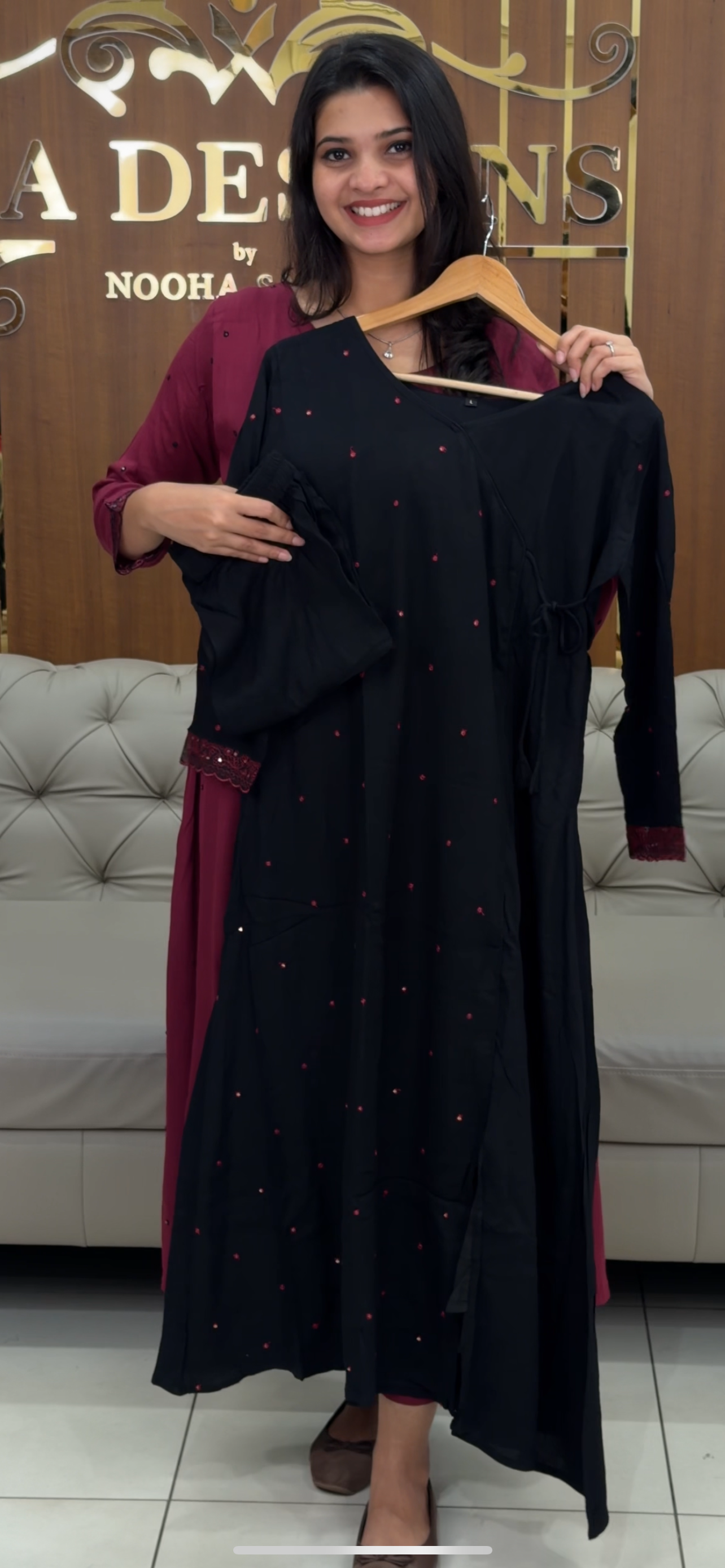 CRUSHED RAYON LONG TOP AND BOTTOM - IHA 30793