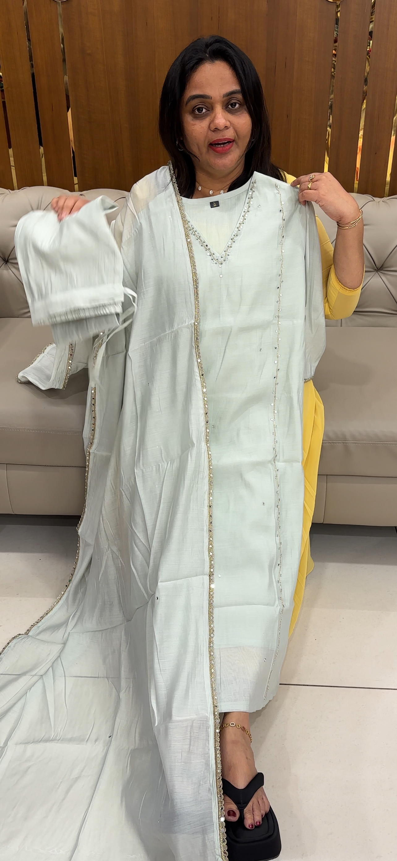 MUL CHANDERI TOP, BOTTOM AND DUPATTA - IHA 28608