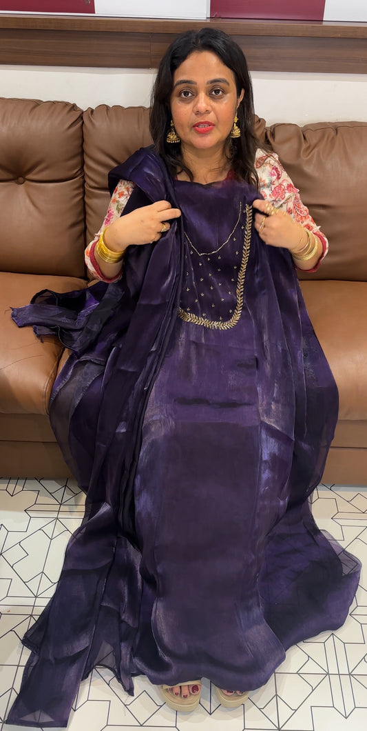 HAND WORKED UNSTITCHED SALWAR SUITS - IHA 26147