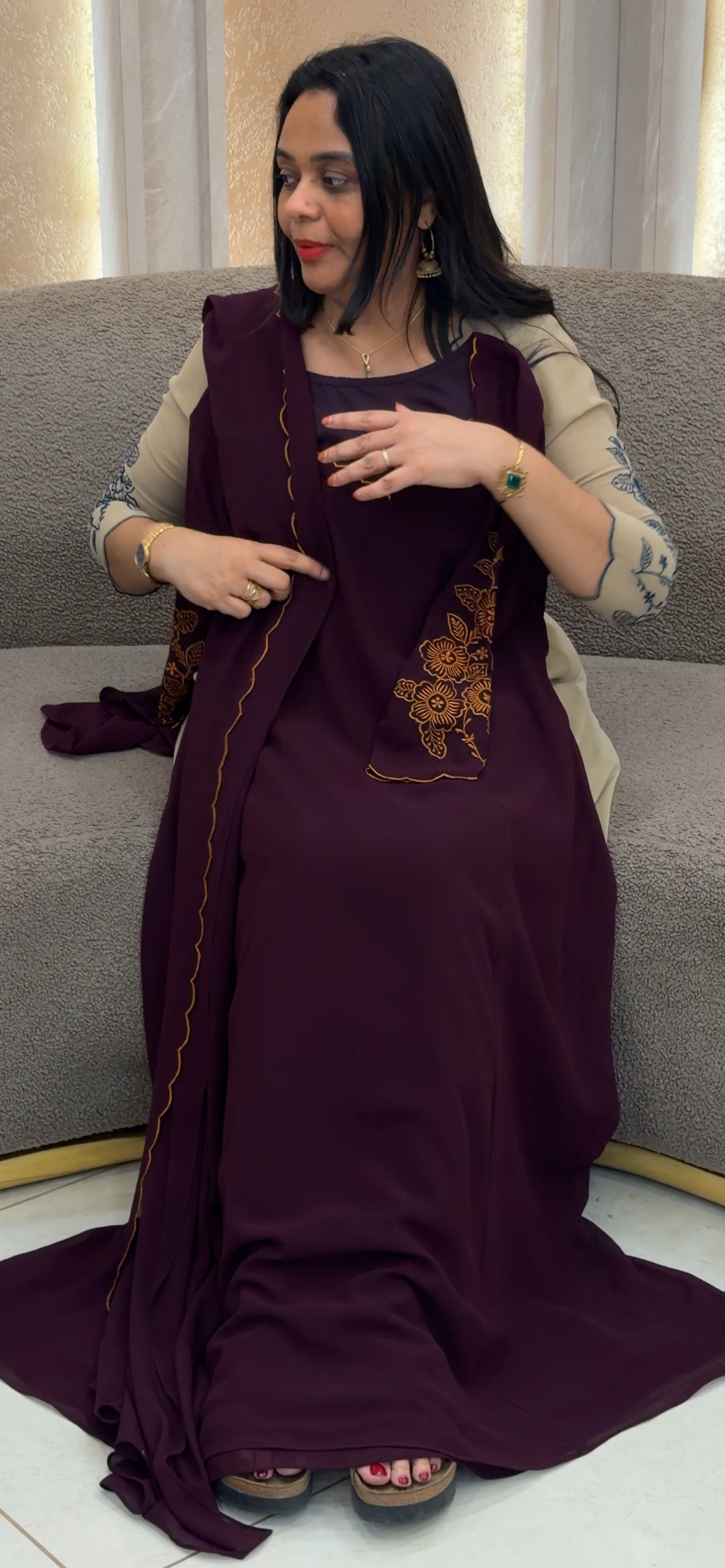 IHA'S IN-HOUSE GEORGETTE ALINE TOP AND DUPATTA - IHA 35186