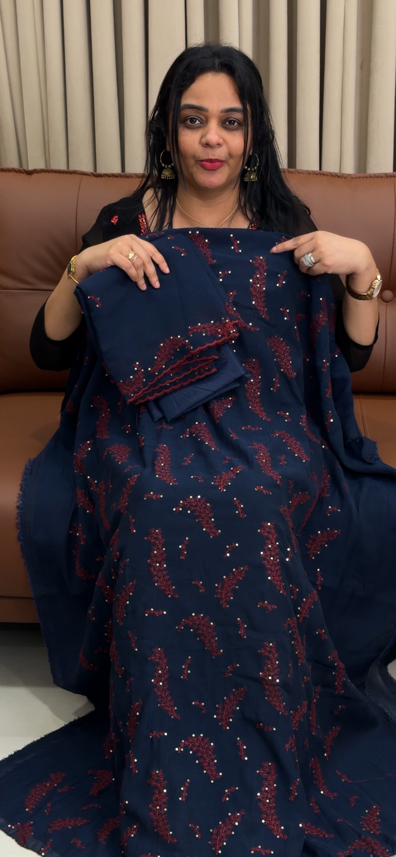 MUL CRUSHED UNSTITCHED SALWAR SUIST - IHA 34573