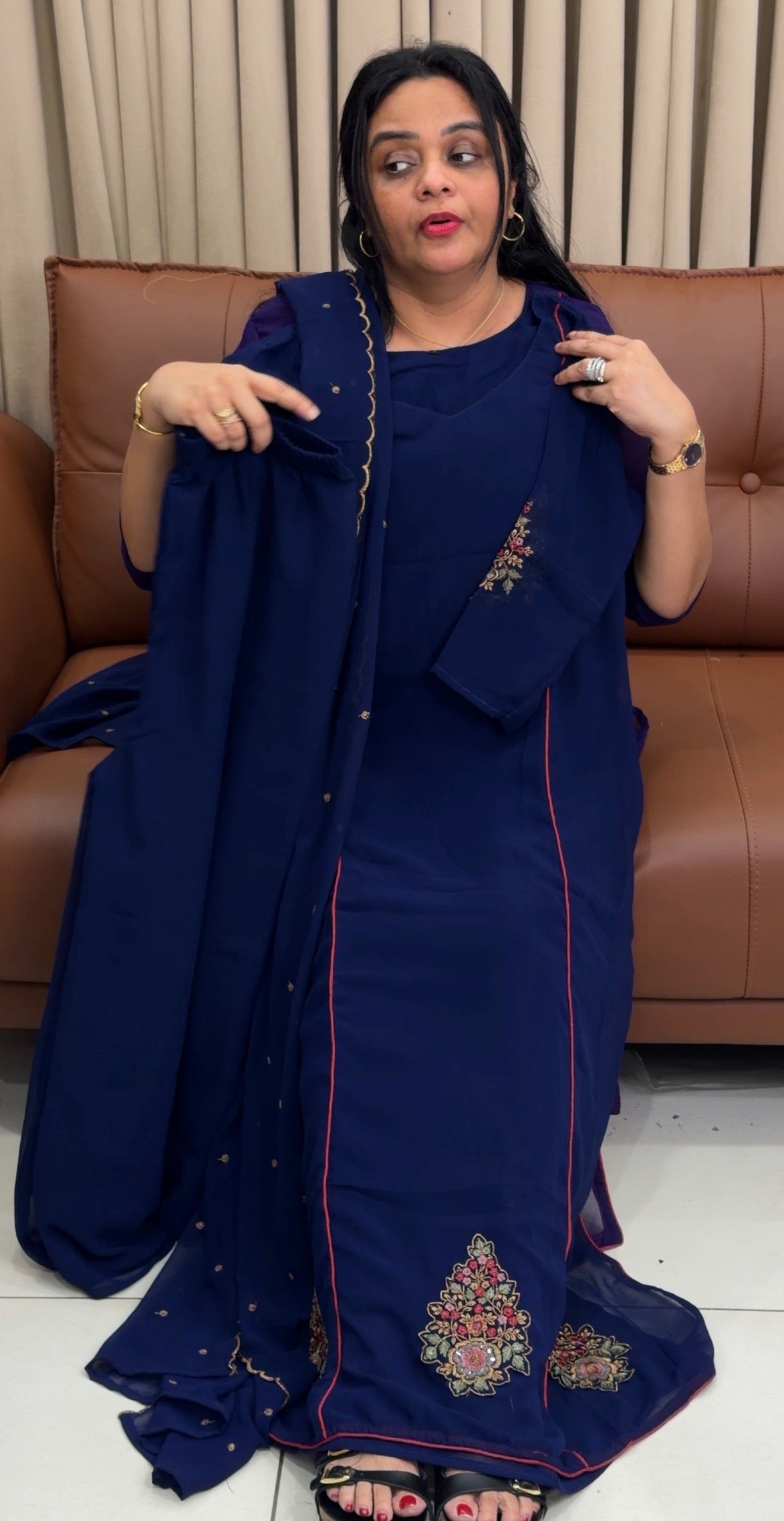 FAUX GEORGETTE TOP,BOTTTOM NAD DUPATTA - IHA 34623