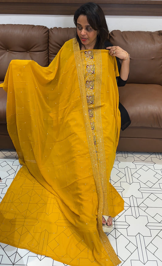 FAUX GEORGETTE UNSTITCHED SALWAR SUITS - IHA 24813
