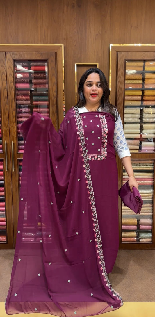 FAUX GEORGETTE UNSTITCHED SALWAR SUITS - IHA 22376