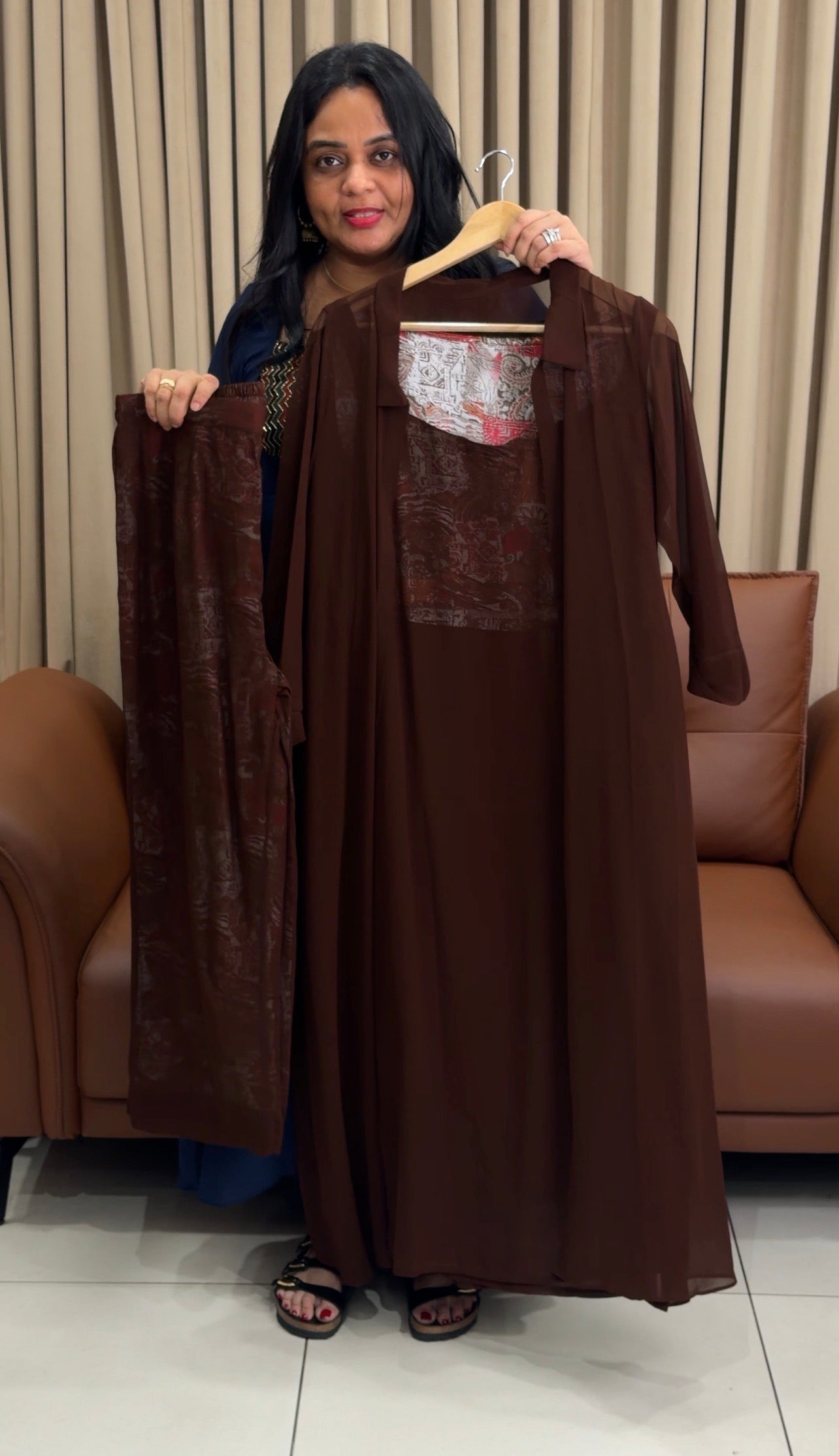 IHA'S IN-HOUSE GEORGETTE TOP,BOTTOM AND JACKET- IHA 34546