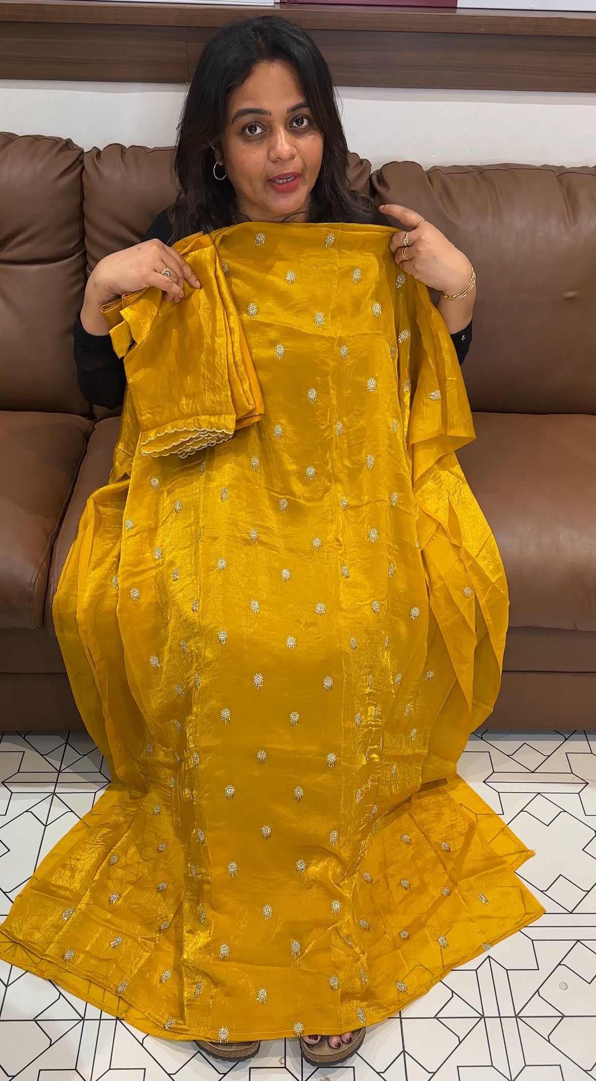 VELVET ORGANZA UNSTITCHED SALWAR SUITS - IHA 26190