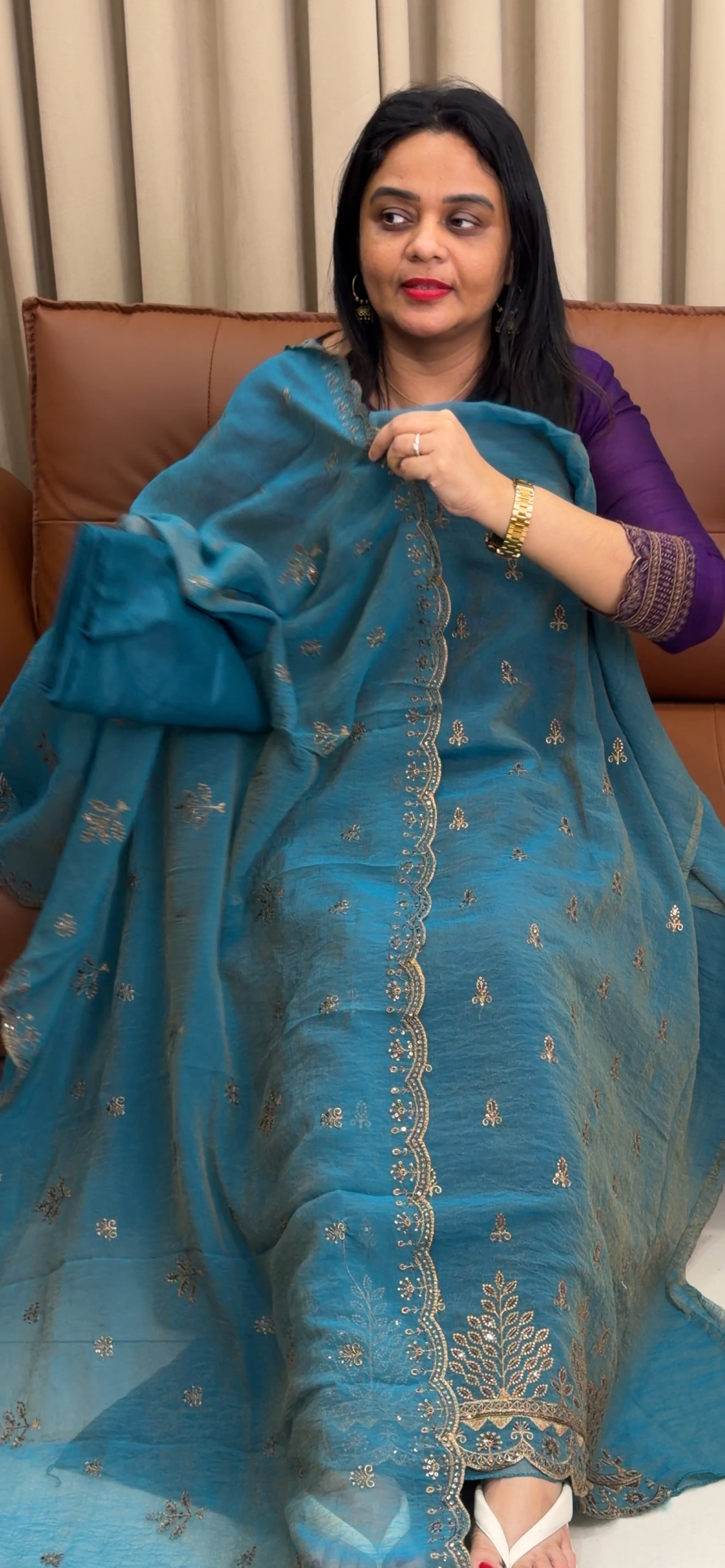 CRUSHED SILK UNSTITCHED SALWAR SUITS - IHA 34190