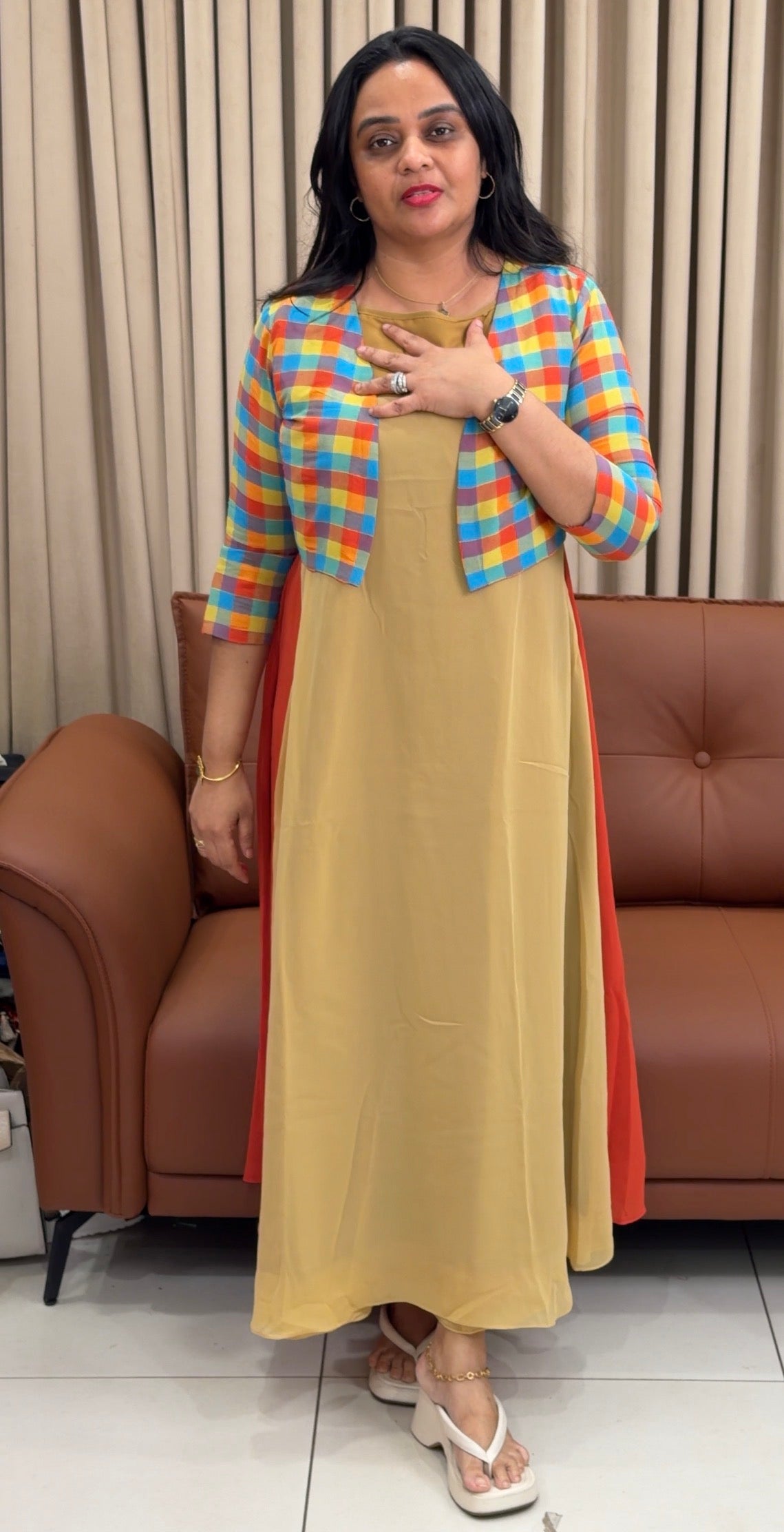 IHA'S IN-HOUSE GEORGETTE ALINE TOP AND JACKETS - IHA 34866