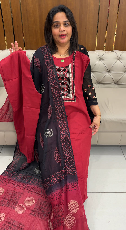COTTON TOP, BOTTOM AND DUPATTA - IHA 26022