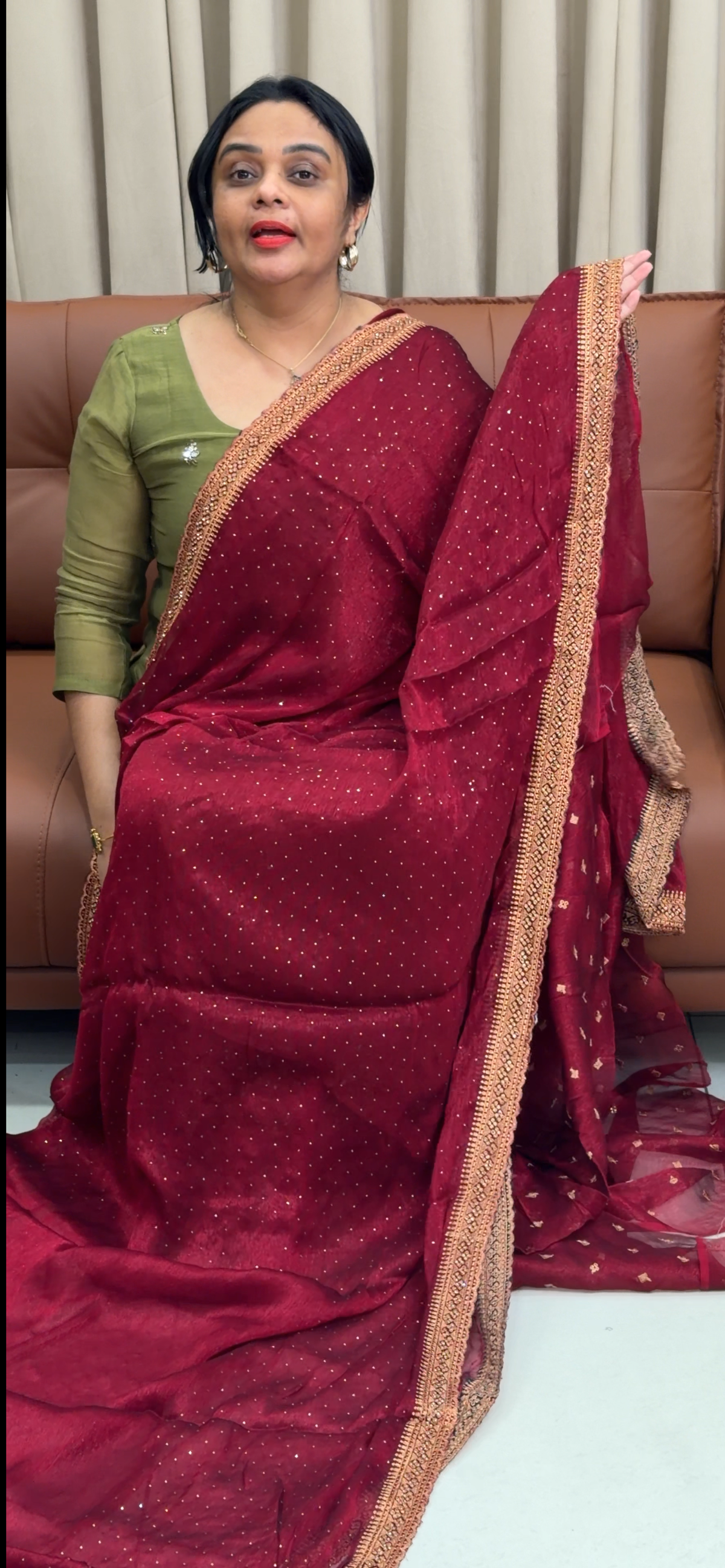 VELVET ORGANZA SAREES -  IHA 35362