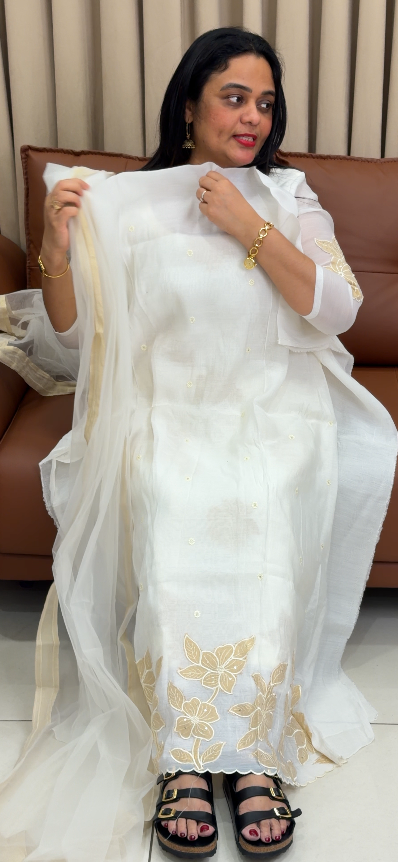 IHA'S IN-HOUSE CHANDERI UNSTITCHED SALWRA SUITS - IHA 34087